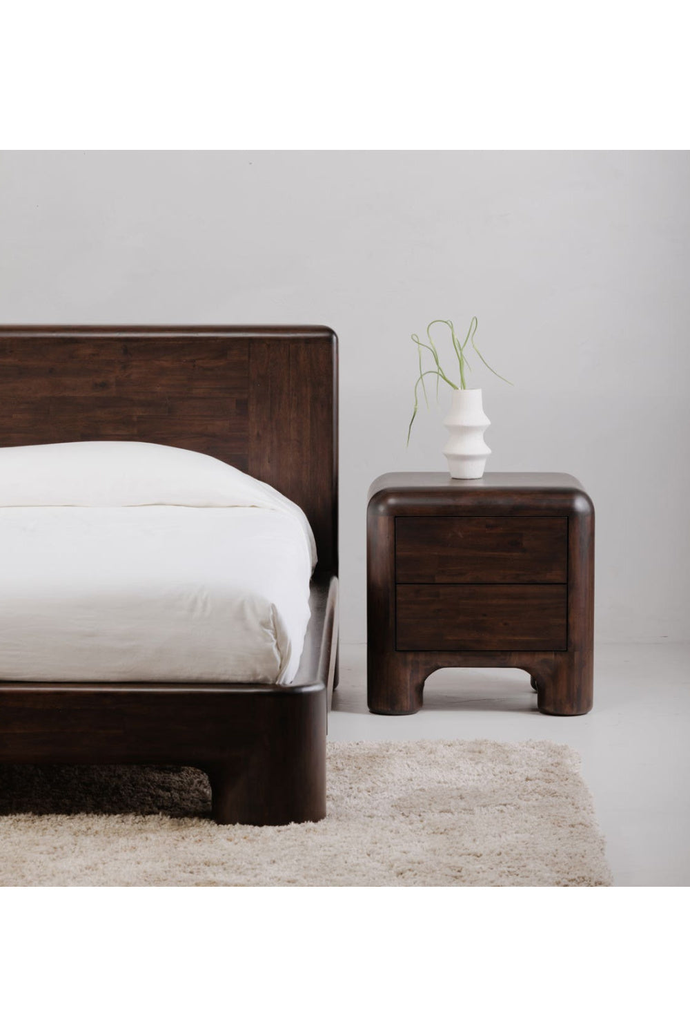Brown Acacia 2-Drawer Nightstand | Oroa.com