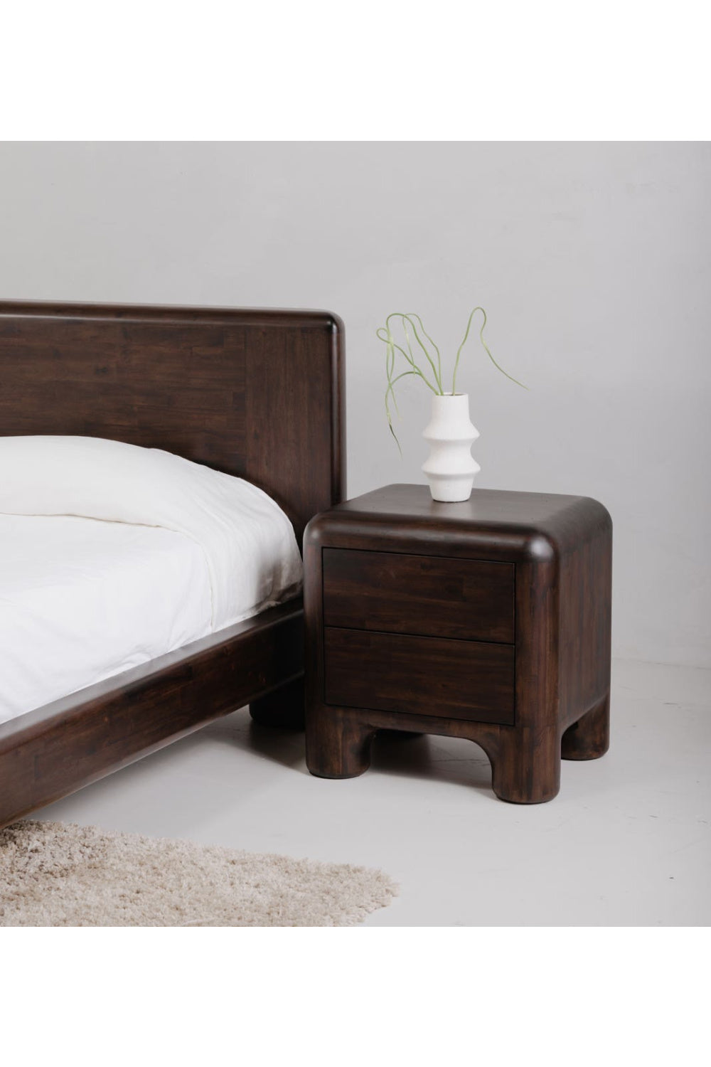 Brown Acacia 2-Drawer Nightstand | Oroa.com
