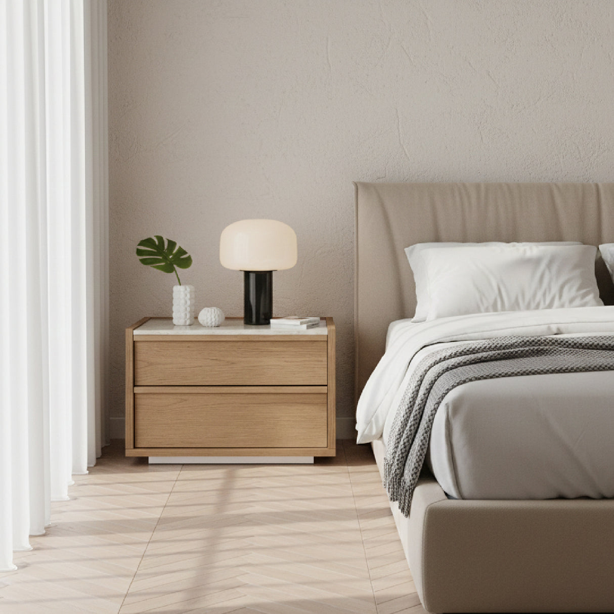 Modern European furniture - 2-Drawer Solid Oak Nightstand - www.oroa.com | Oroa.com