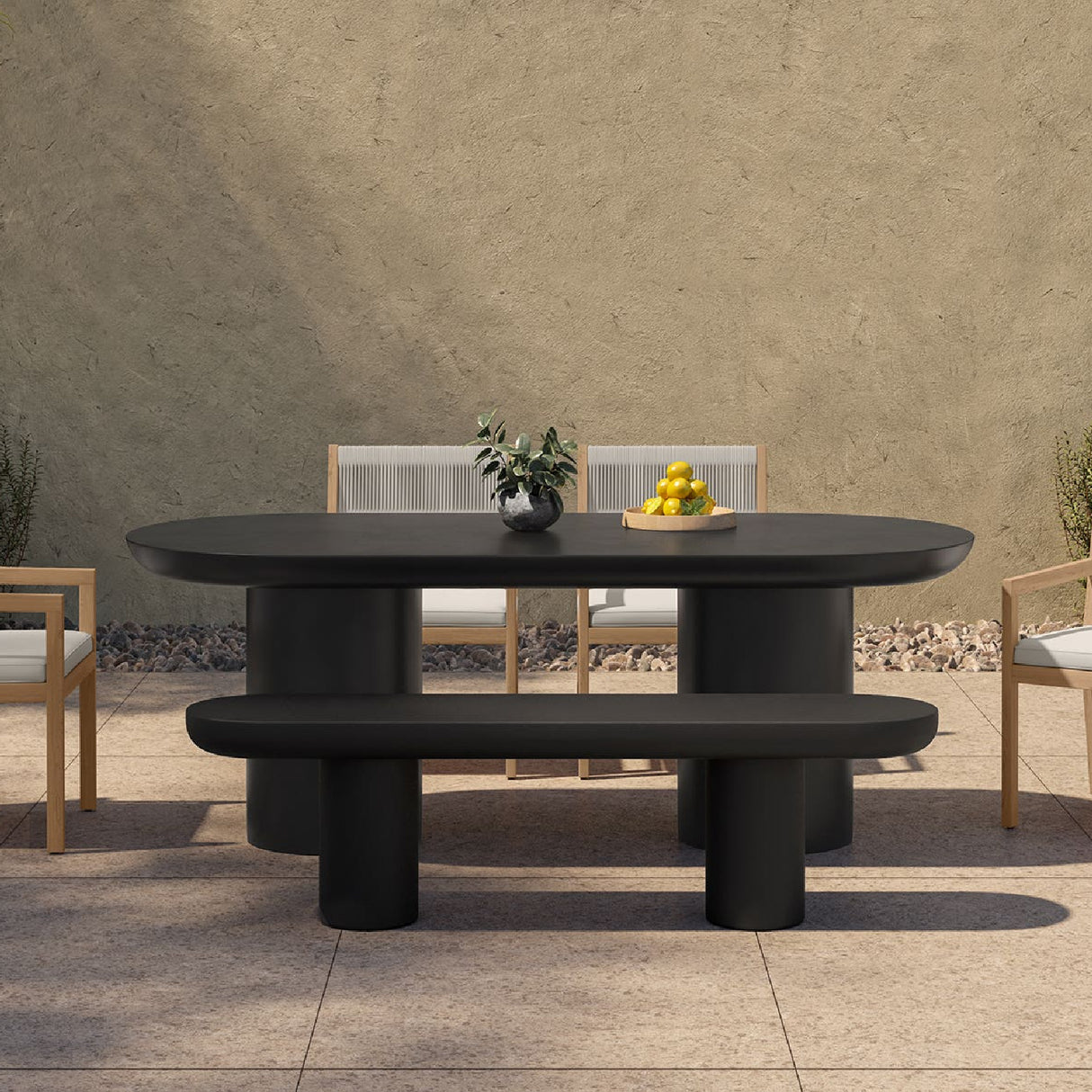 Modern European furniture - Black Indoor/Outdoor Oval Dining Table - www.oroa.com | Oroa.com