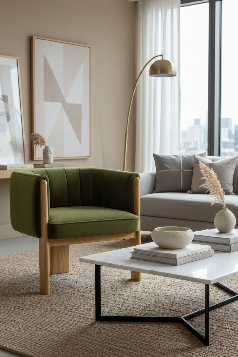 Green Curved Accent Chair | Oroa.com