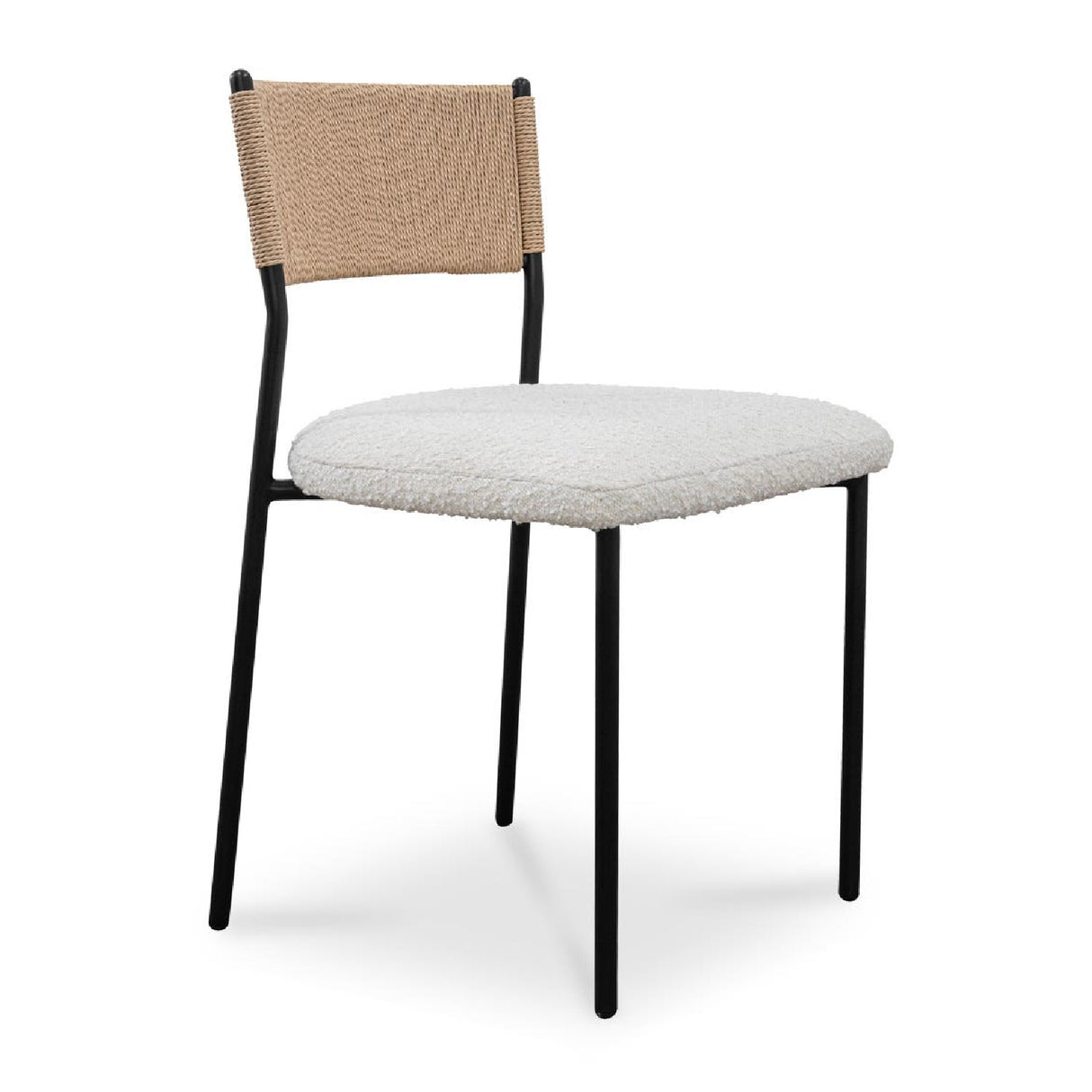 Modern European furniture - White Boucle Dining Chair (2) - www.oroa.com | Oroa.com