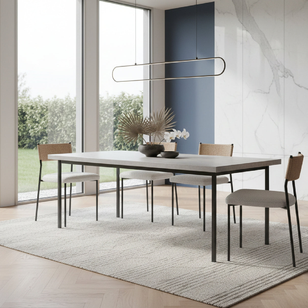 Modern European furniture - White Boucle Dining Chair (2) - www.oroa.com | Oroa.com