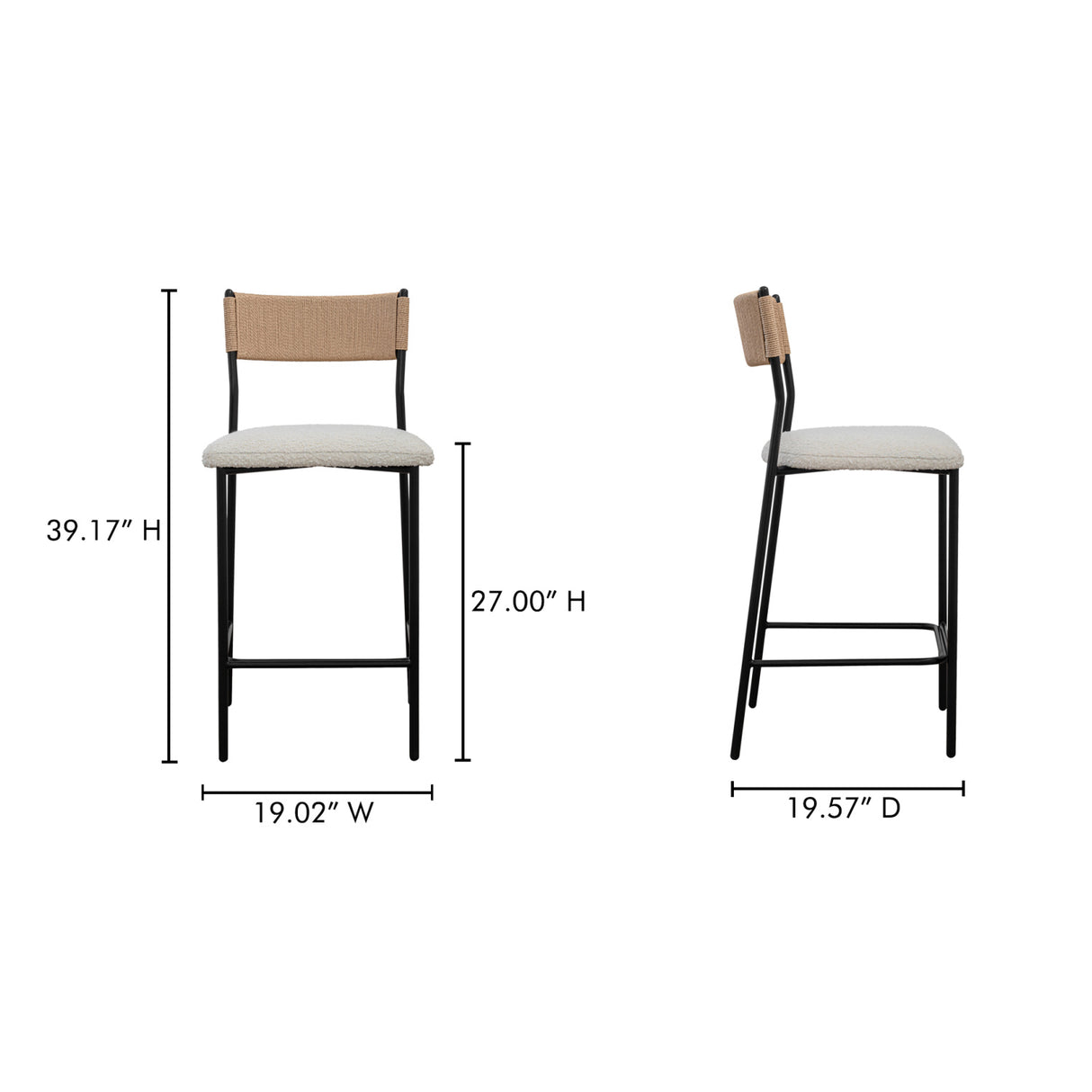 Modern European furniture - White Boucle Seat Counter Stool - www.oroa.com | Oroa.com