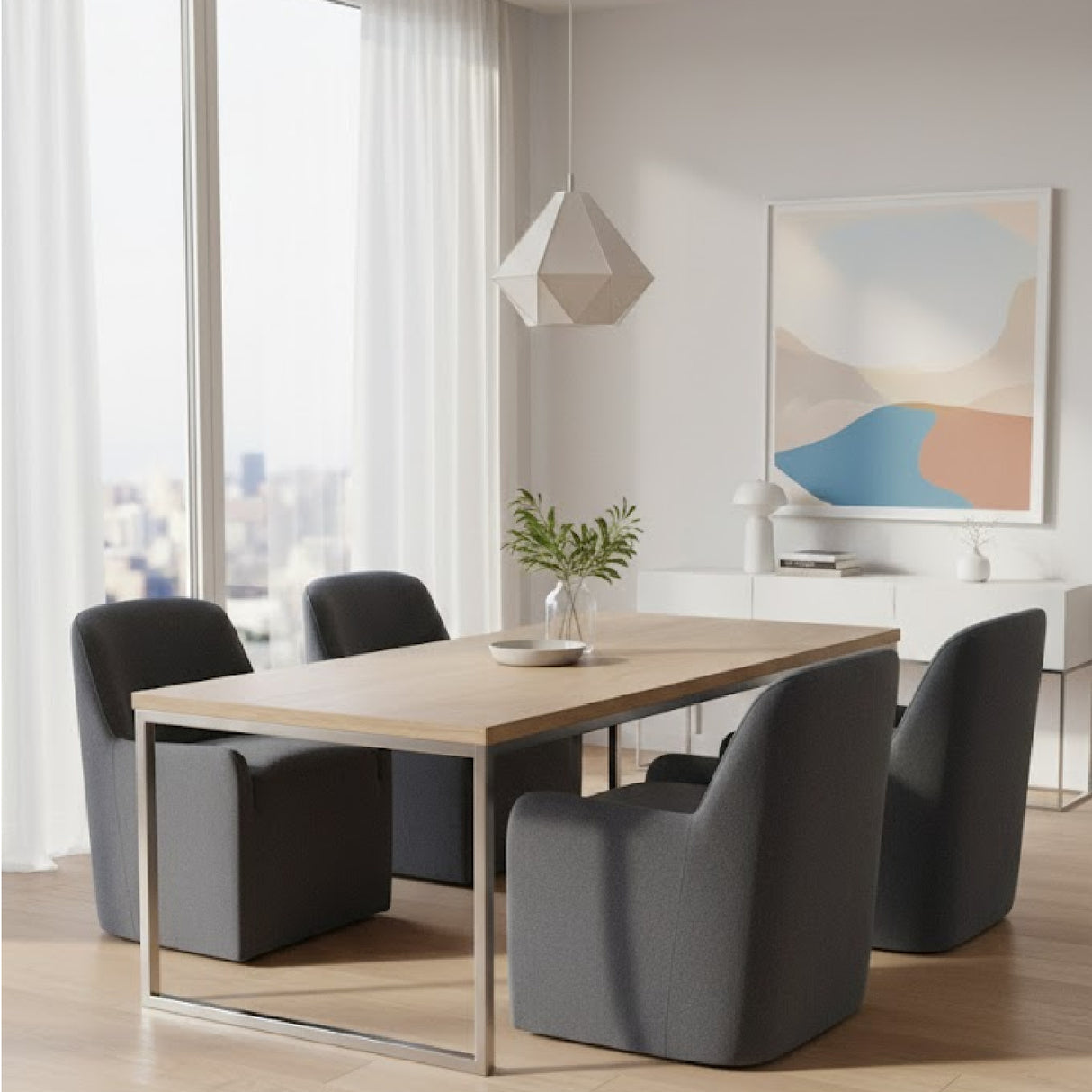 Modern European furniture - Upholstered Rolling Dining Chair - www.oroa.com | Oroa.com