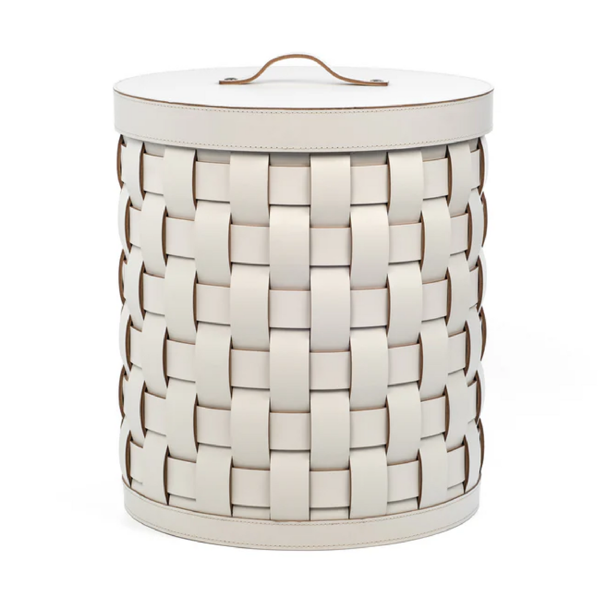 Woven Leather Lidded Paper Bin | Oroa.com