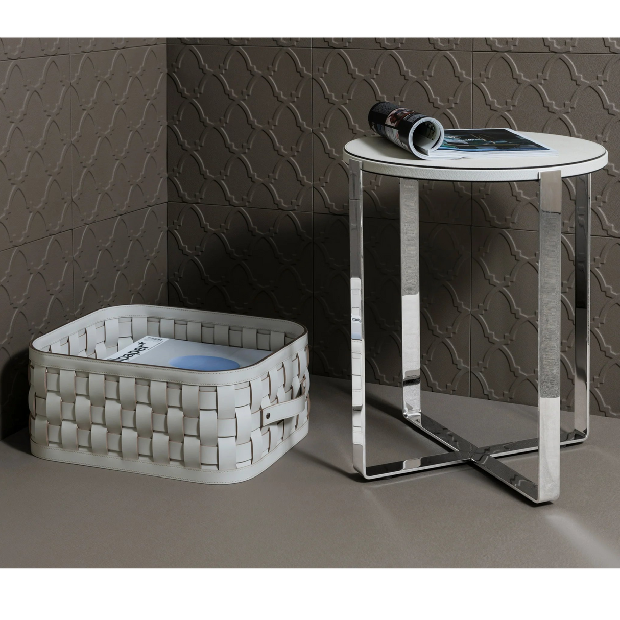 Rectangular Woven Leather Basket S | Oroa.com