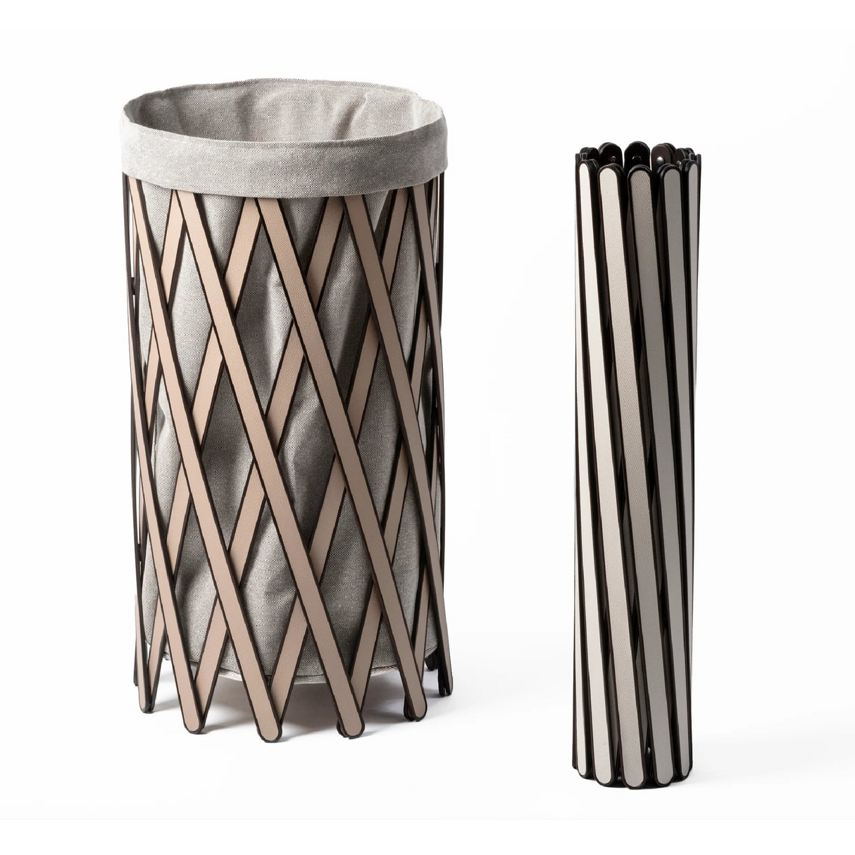 Leather Covered Foldable Laundry Basket | Oroa.com