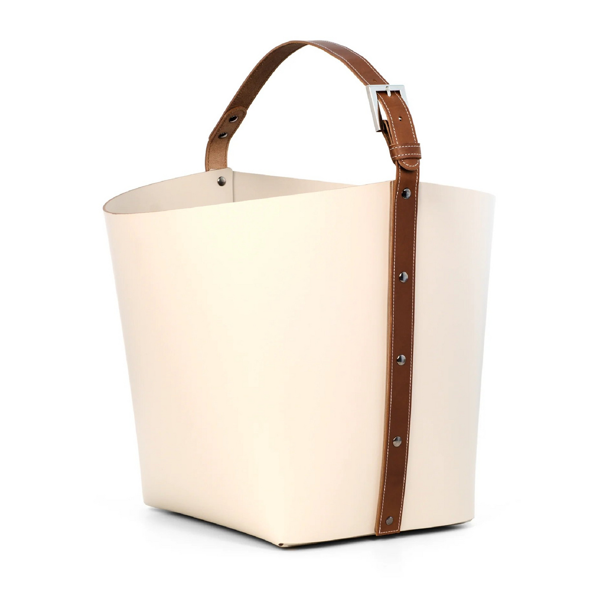 Flared Leather Basket with Handle | Oroa.com