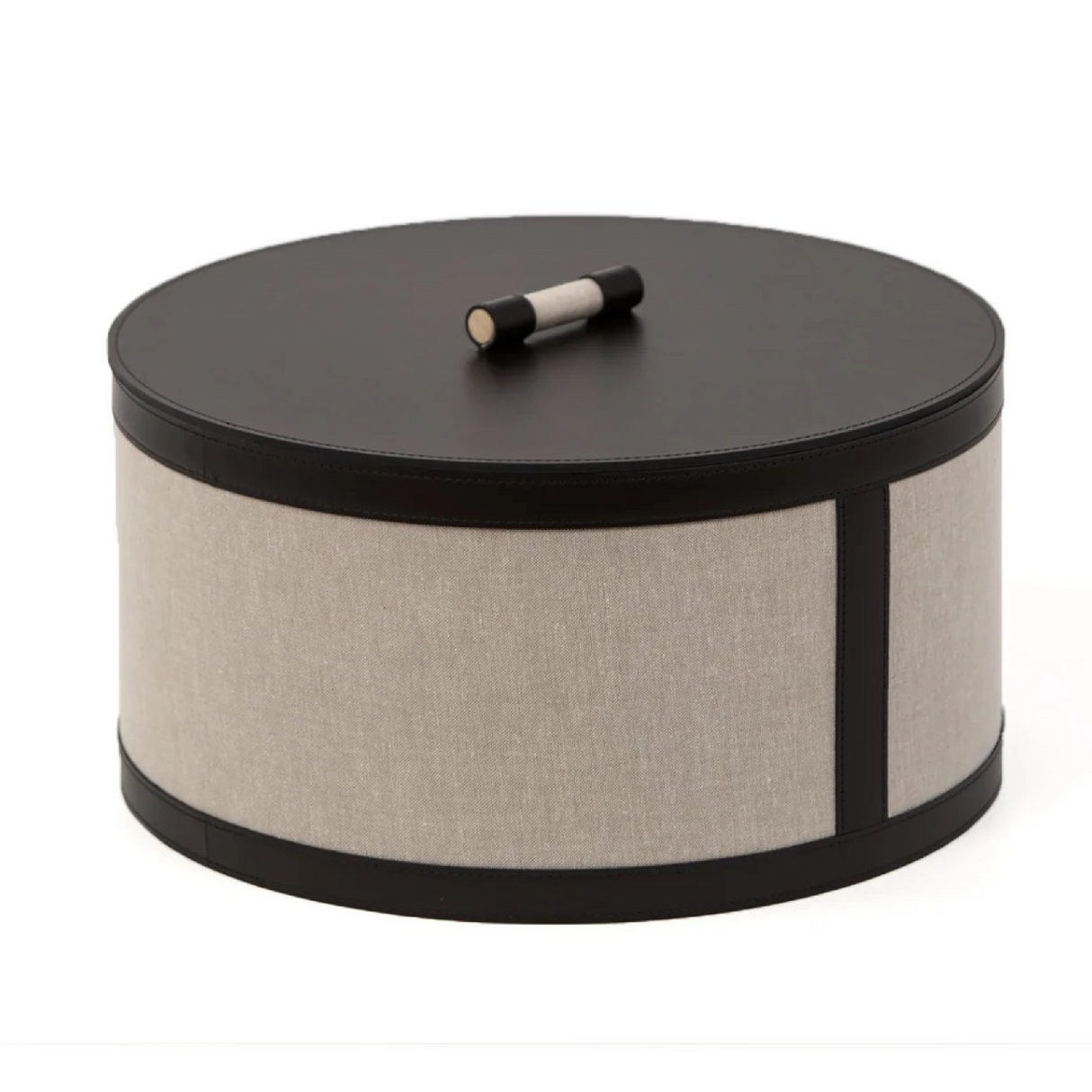 Round Black Leather Basket | Oroa.com