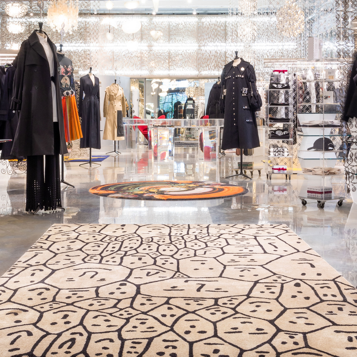 Face Illustration Beige Rug 10' x 6'7" | Oroa.com