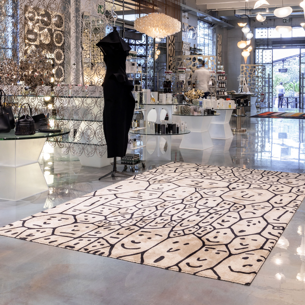 Face Illustration Beige Rug 10' x 6'7" | Oroa.com