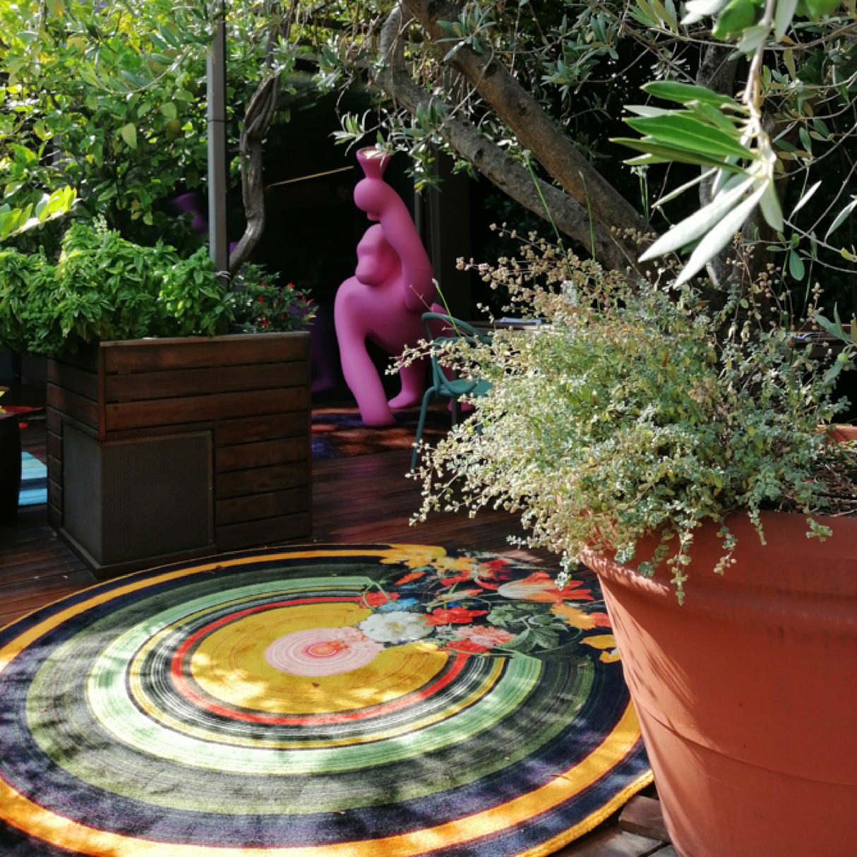 Multicolored Flowers Round Rug | Oroa.com
