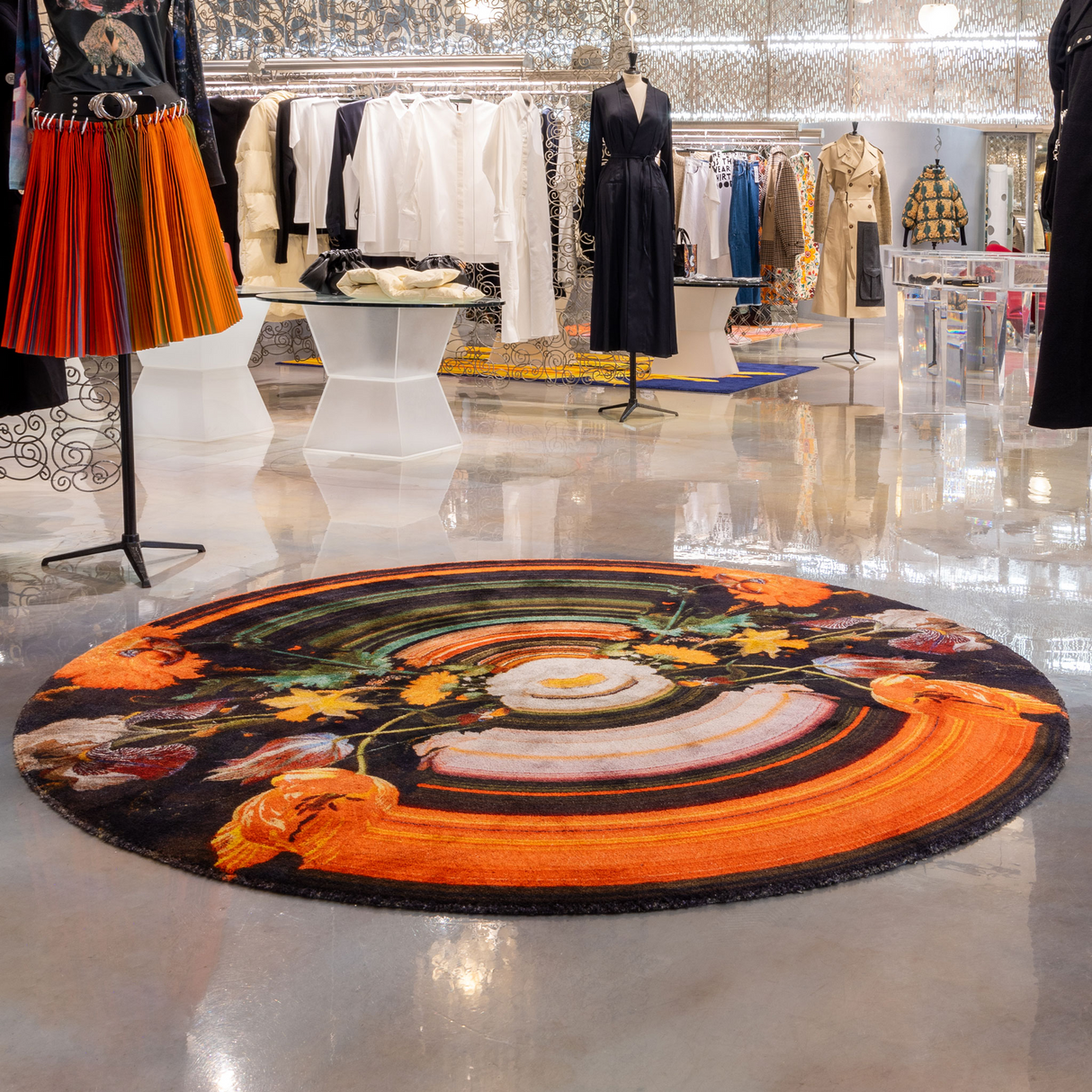 Floral Pattern Round Rug | Oroa.com