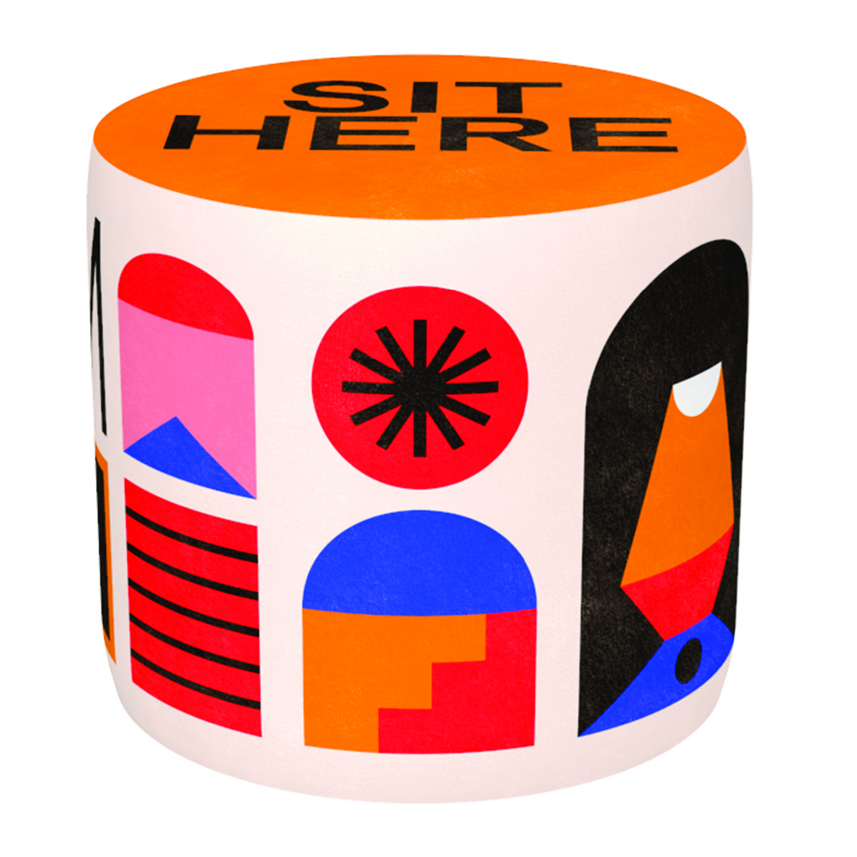 Multicolored Print Pouf | Oroa.com
