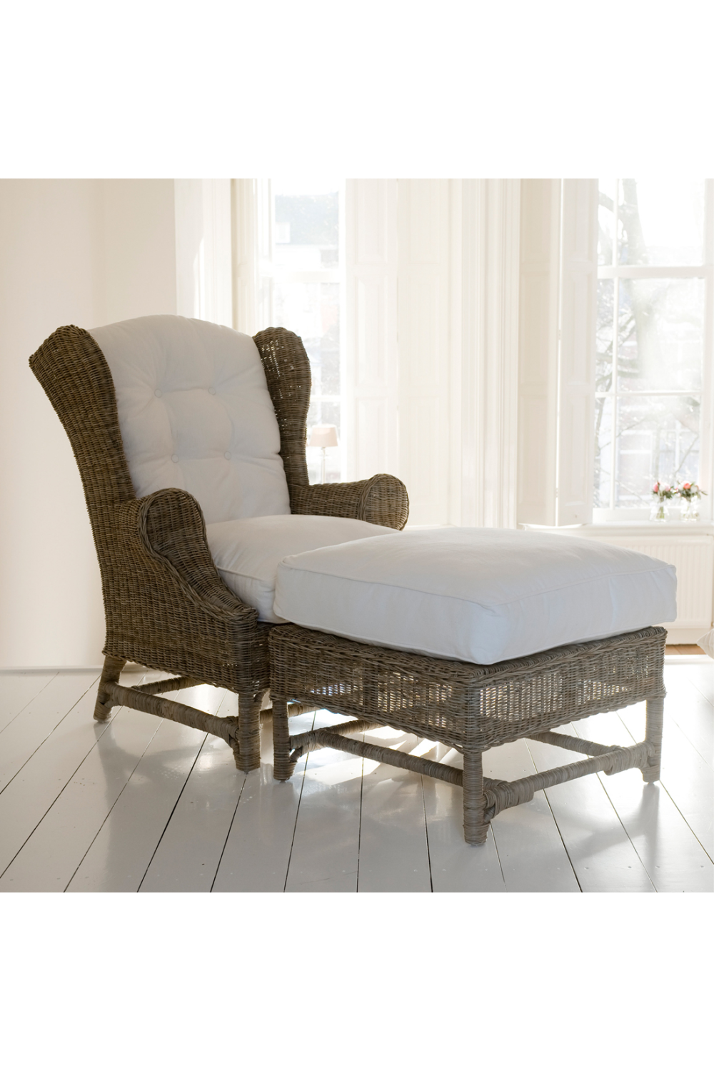 Cushioned Rattan Ottoman | Oroa.com