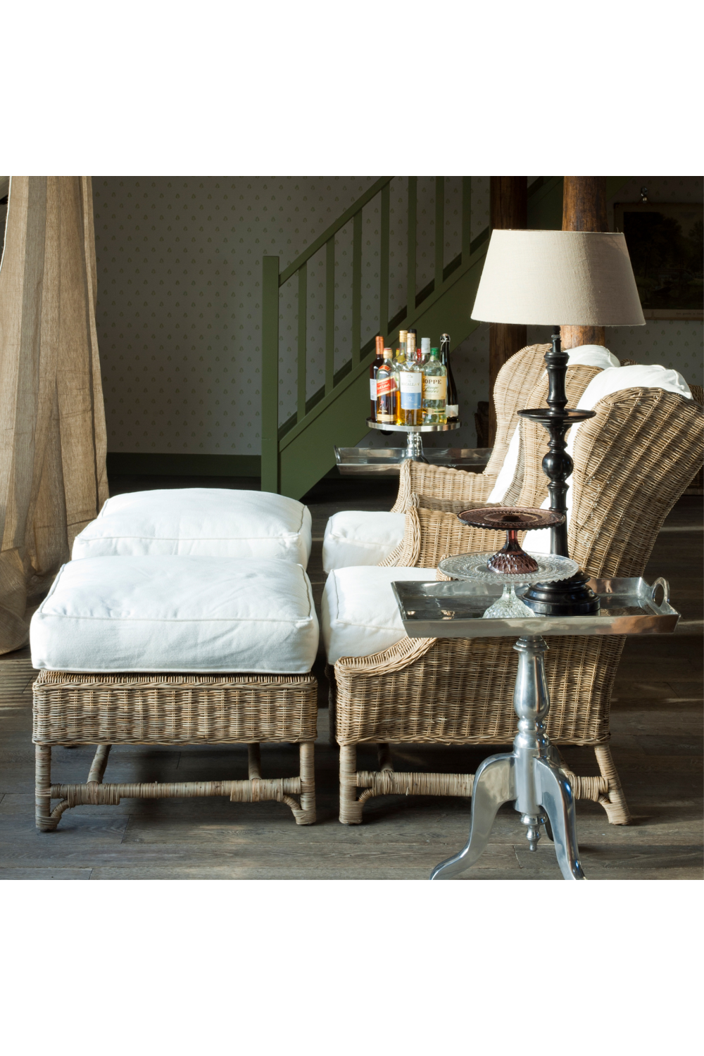 Cushioned Rattan Ottoman | Oroa.com