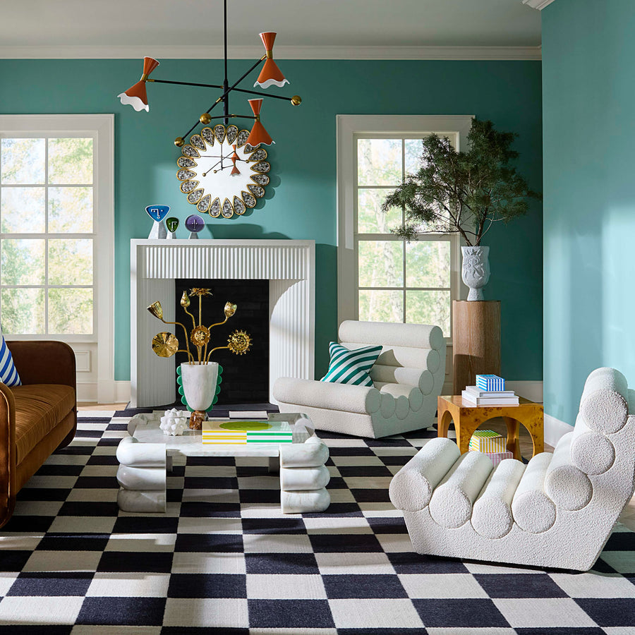 White Bouclé Channeled Slipper Chair | Oroa.com
