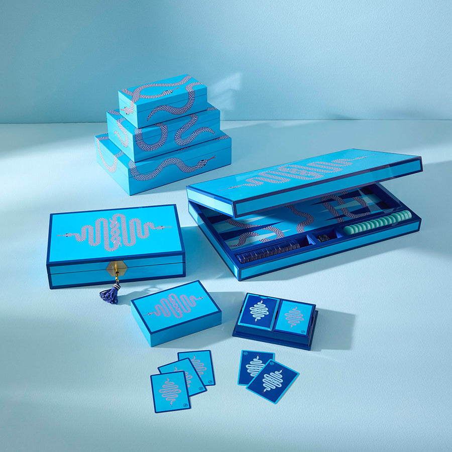 Velvet Lined Blue Lacquer Box S | Oroa.com