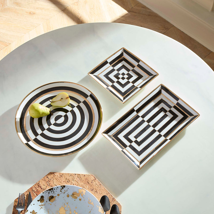 Gilded Porcelain Square Serving Tray | Oroa.com