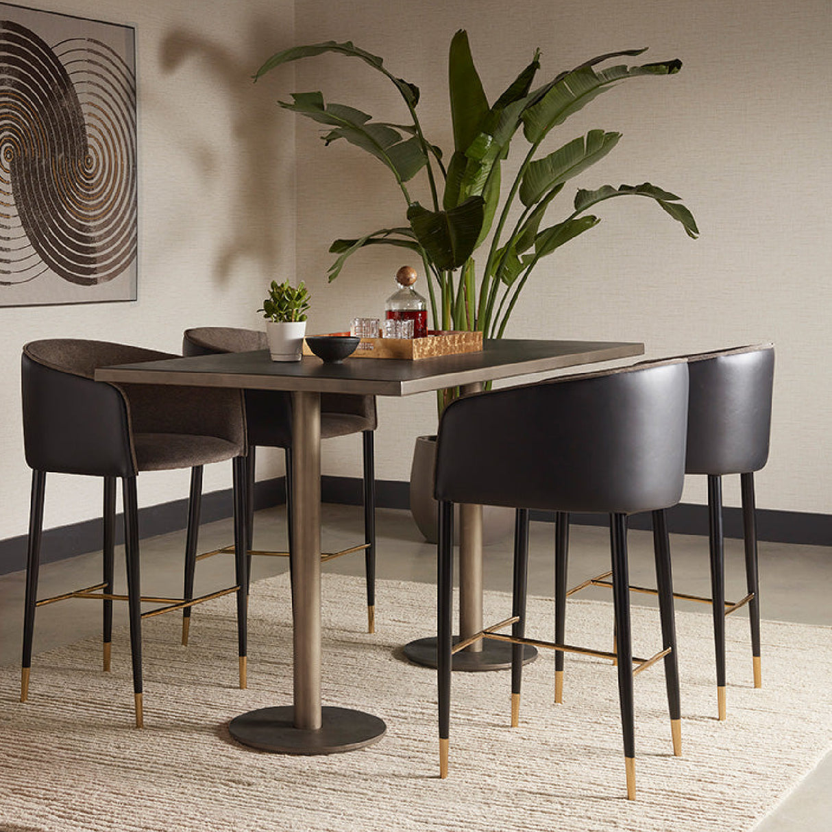 Modern European furniture - Gray Fabric & Leather Bar Stool - www.oroa.com | Oroa.com