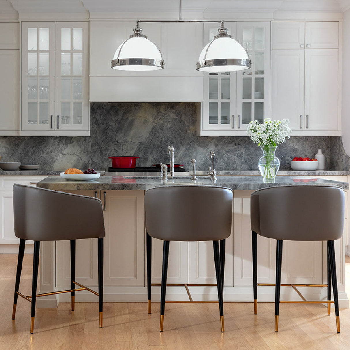 Modern European furniture - Taupe Leather Counter Stool - www.oroa.com | Oroa.com