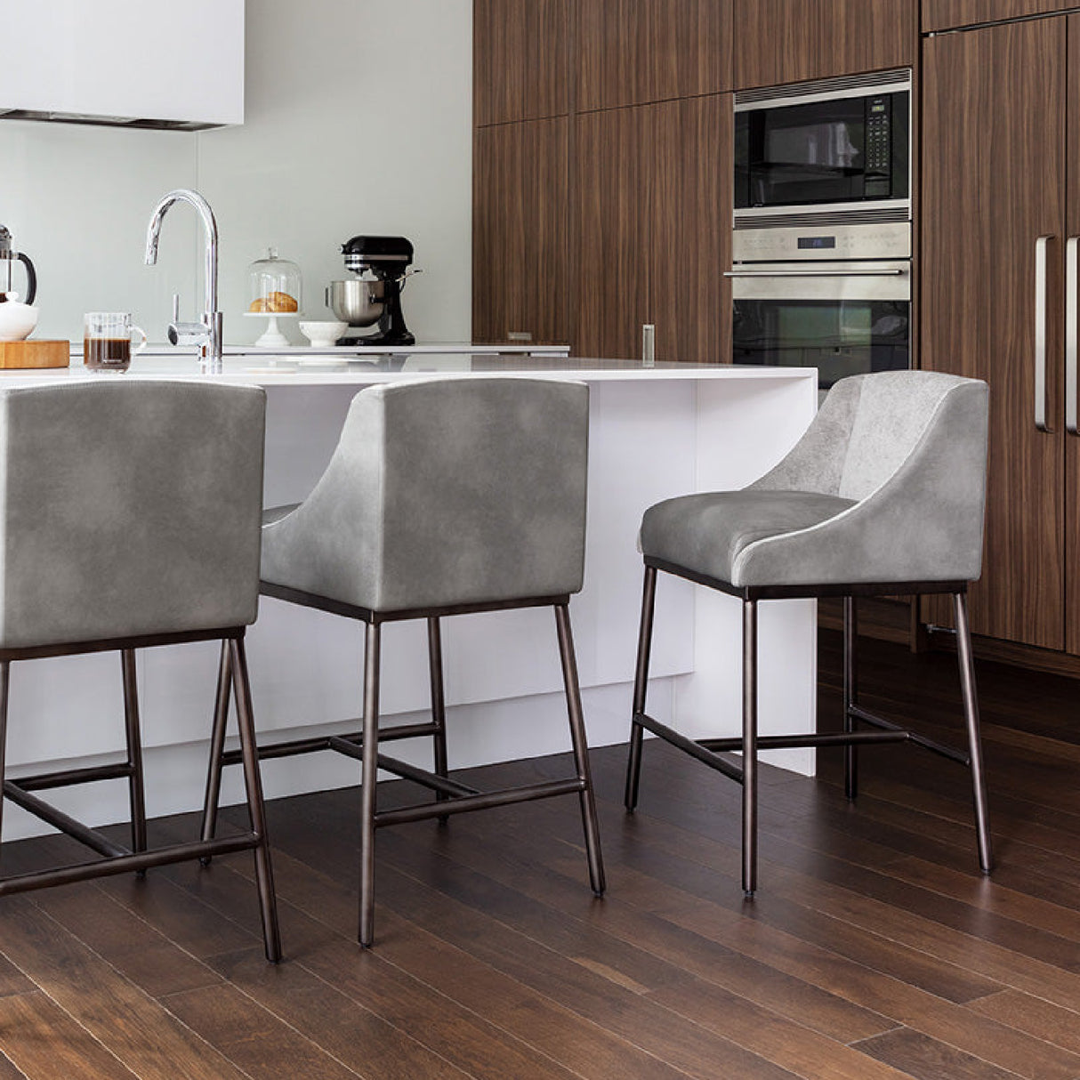 Modern European furniture - Gray Leather Seat Counter Stool - www.oroa.com | Oroa.com