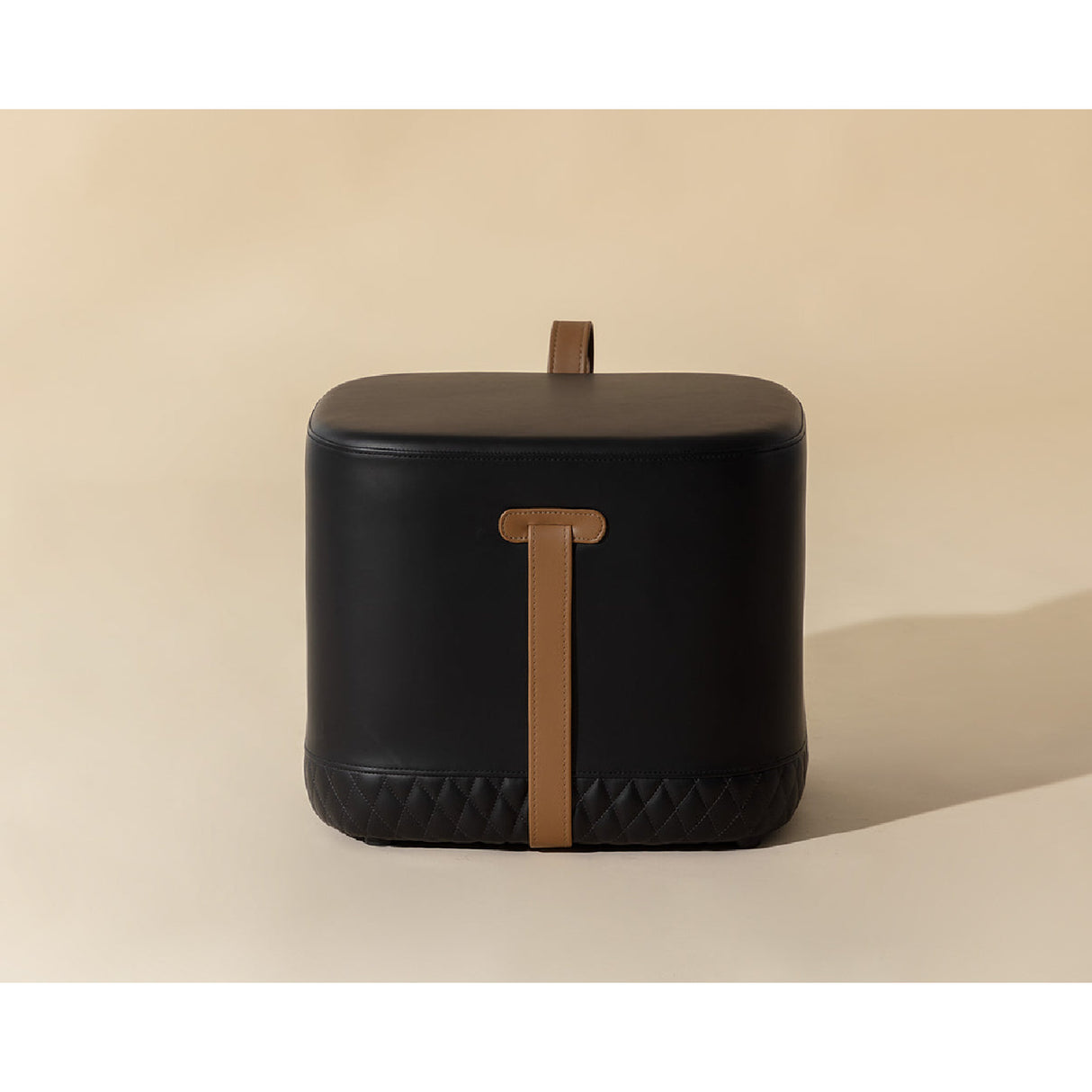 Modern European furniture - Black Leather-Inspired Ottoman - www.oroa.com | Oroa.com