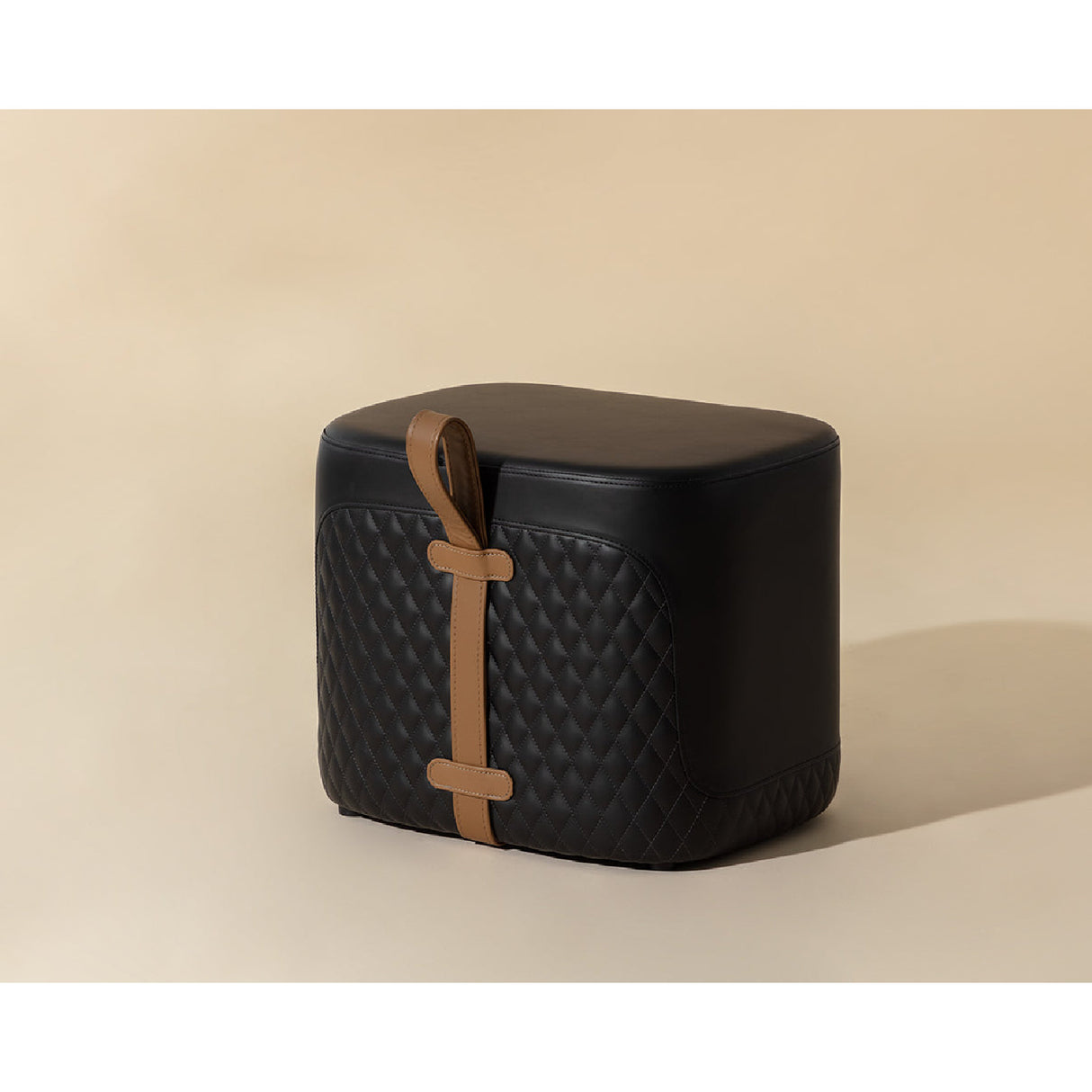 Modern European furniture - Black Leather-Inspired Ottoman - www.oroa.com | Oroa.com