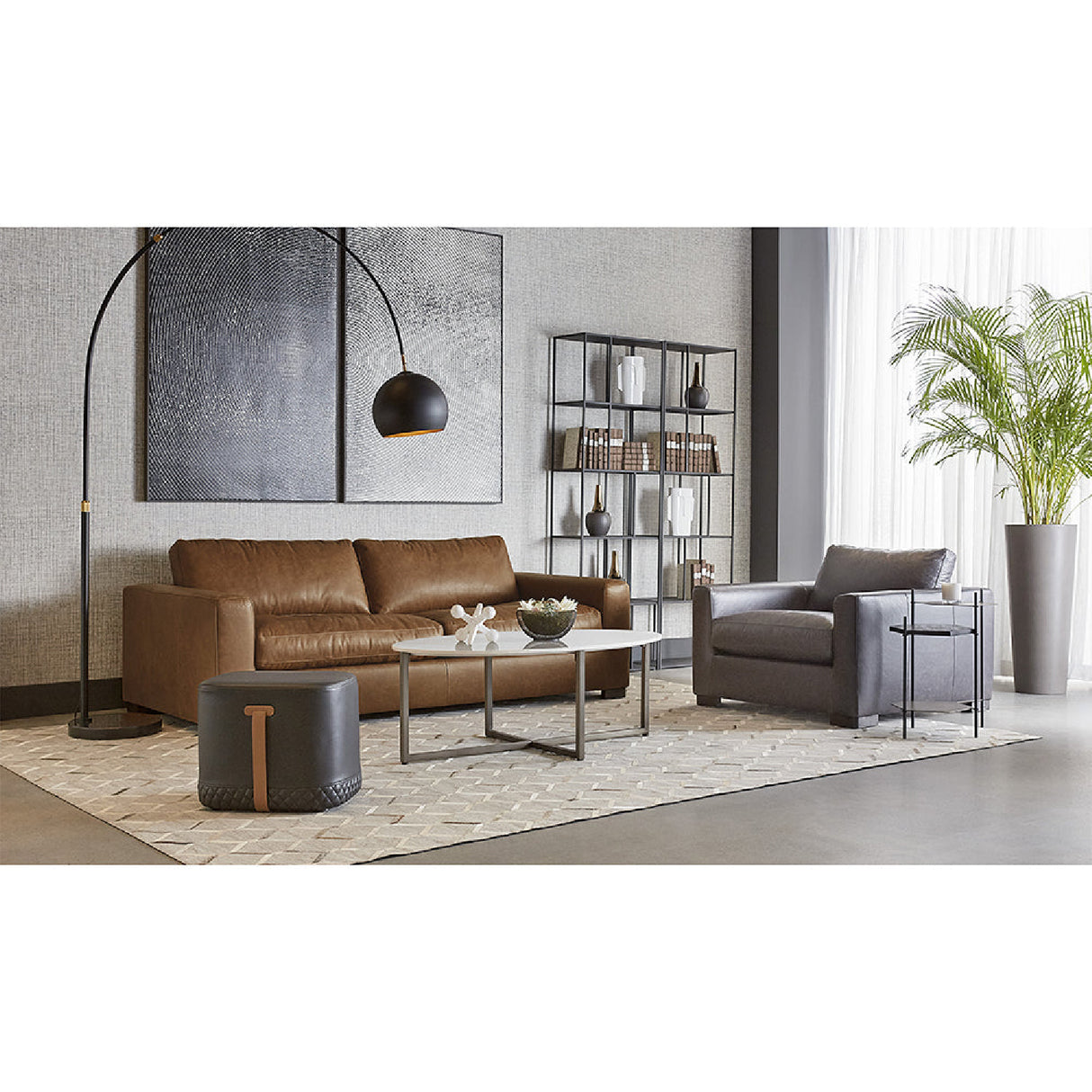 Modern European furniture - Black Leather-Inspired Ottoman - www.oroa.com | Oroa.com