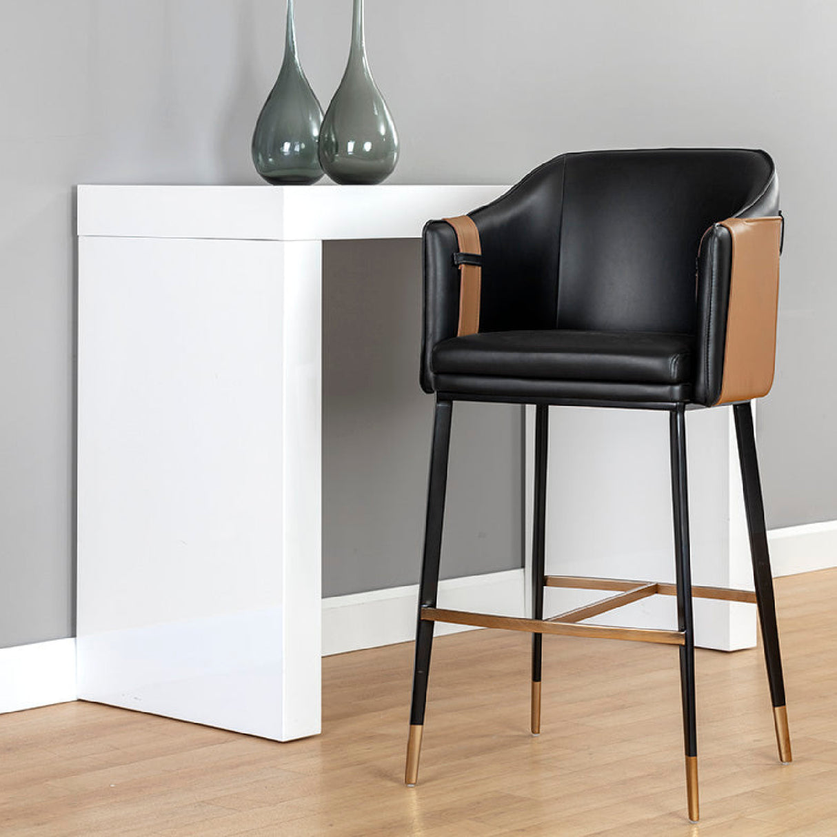 Modern European furniture - Two-Toned Leather Bar Stool - www.oroa.com | Oroa.com