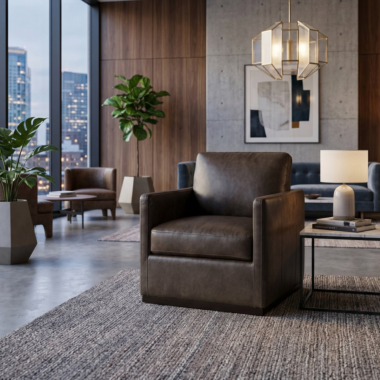 Modern European furniture - Track-Armed Swivel Lounge Chair - www.oroa.com | Oroa.com