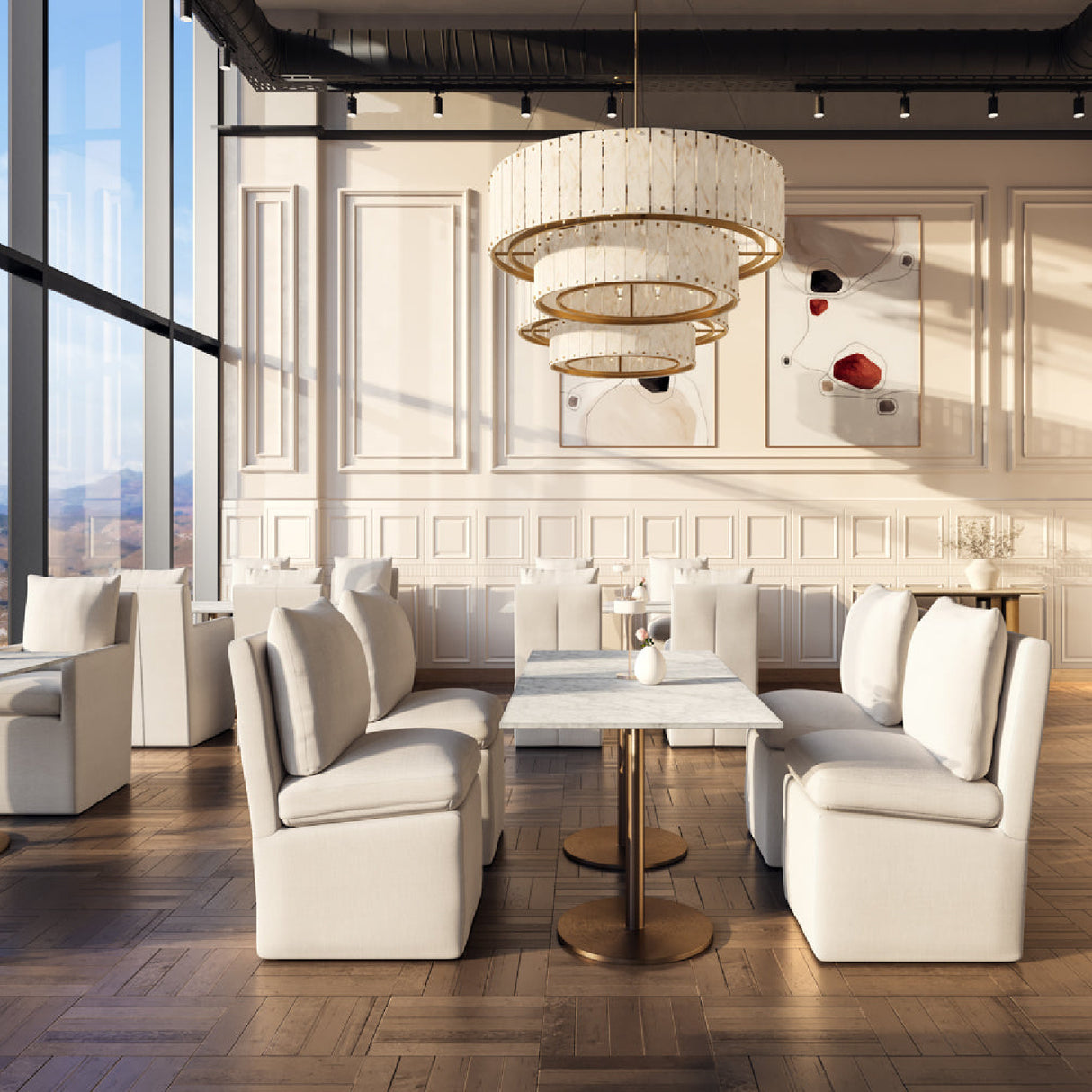 Modern European furniture - Linen Wheeled Dining Chair - www.oroa.com | Oroa.com