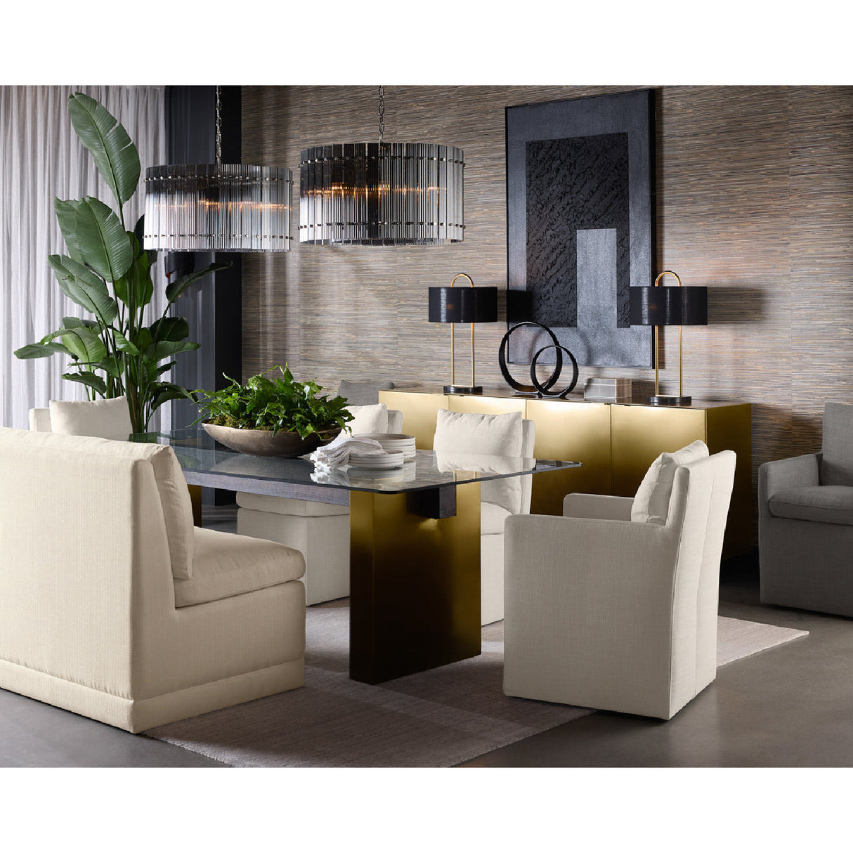 Modern European furniture - Linen Wheeled Dining Chair - www.oroa.com | Oroa.com