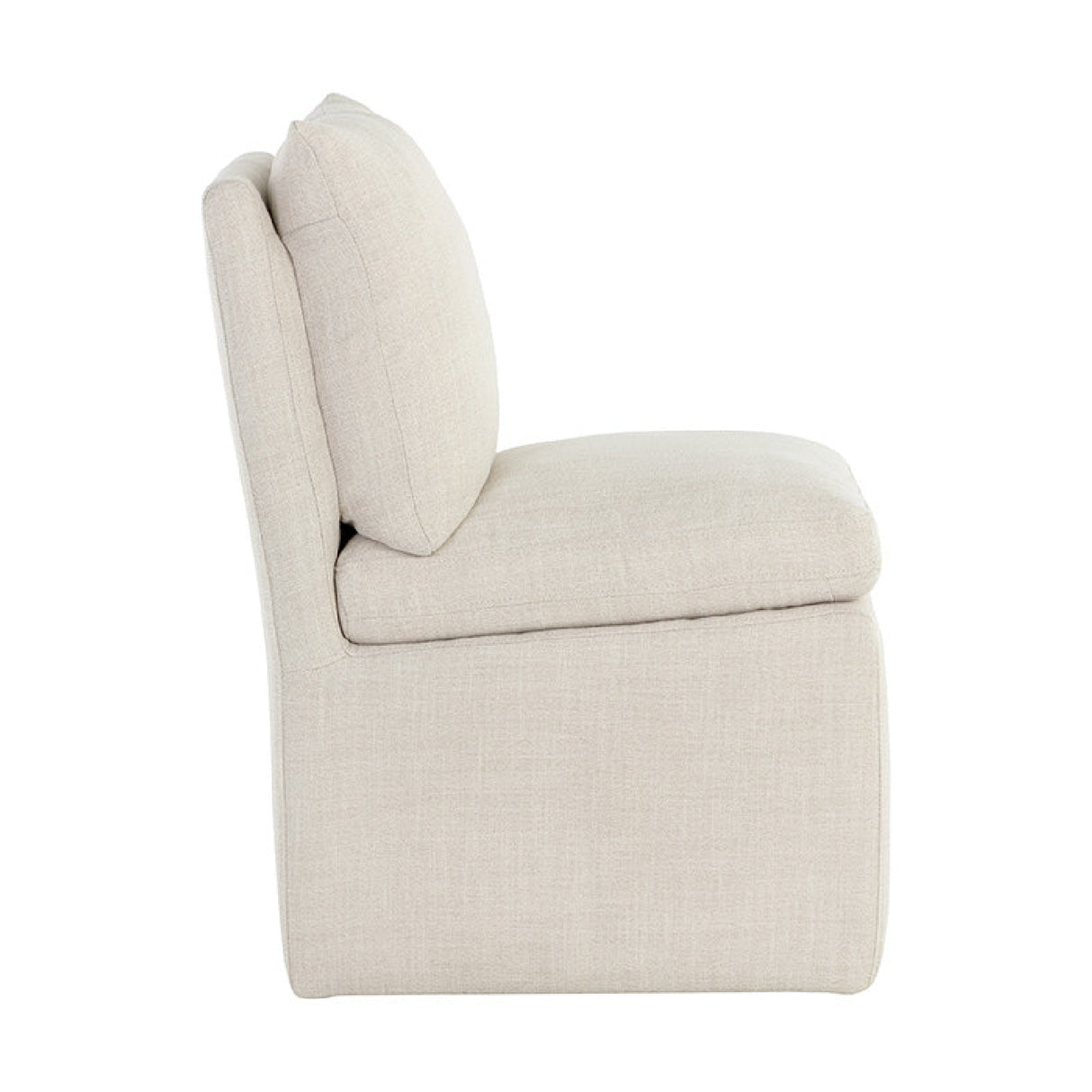 Modern European furniture - White Linen Wheeled Dining Chair - www.oroa.com | Oroa.com