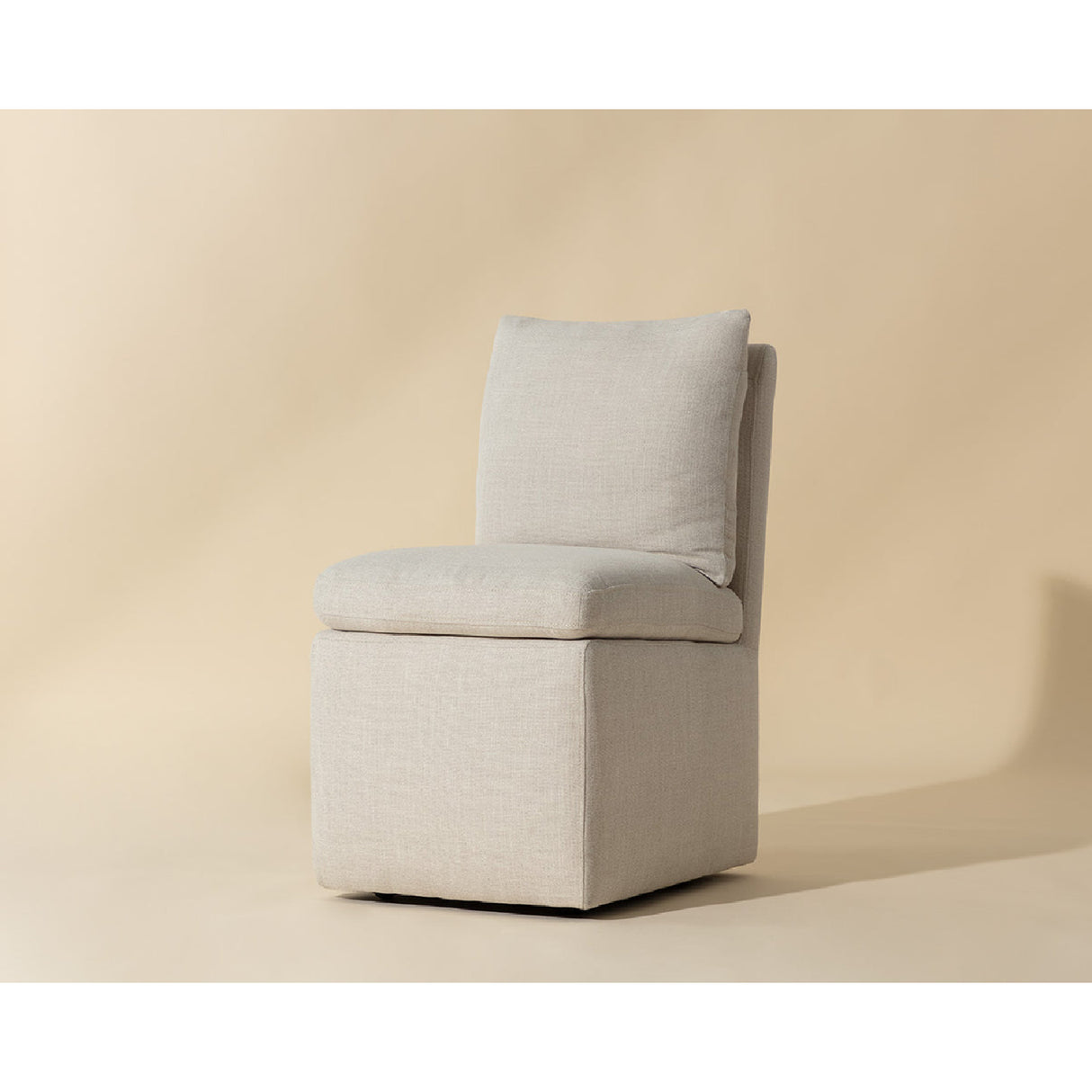 Modern European furniture - White Linen Wheeled Dining Chair - www.oroa.com | Oroa.com
