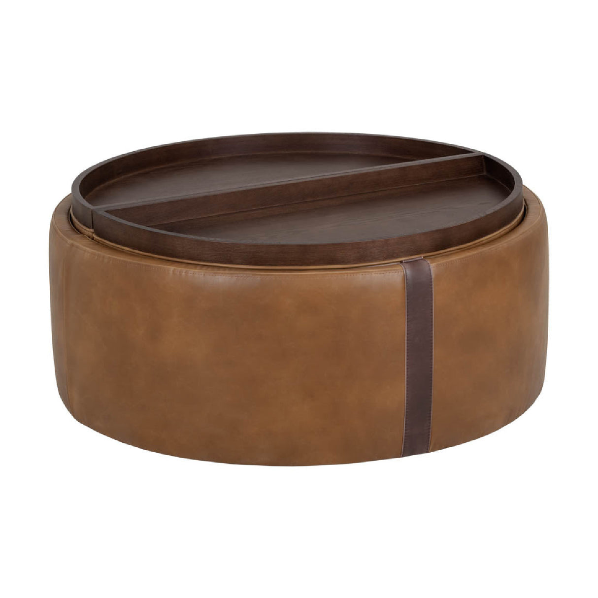 Modern European furniture - Round Leather Wheeled Storage Ottoman - www.oroa.com | Oroa.com