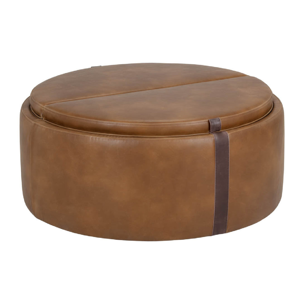Modern European furniture - Round Leather Wheeled Storage Ottoman - www.oroa.com | Oroa.com