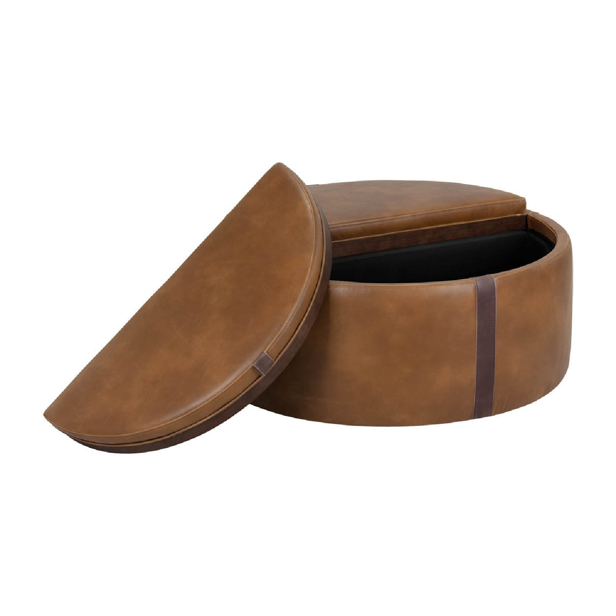 Modern European furniture - Round Leather Wheeled Storage Ottoman - www.oroa.com | Oroa.com