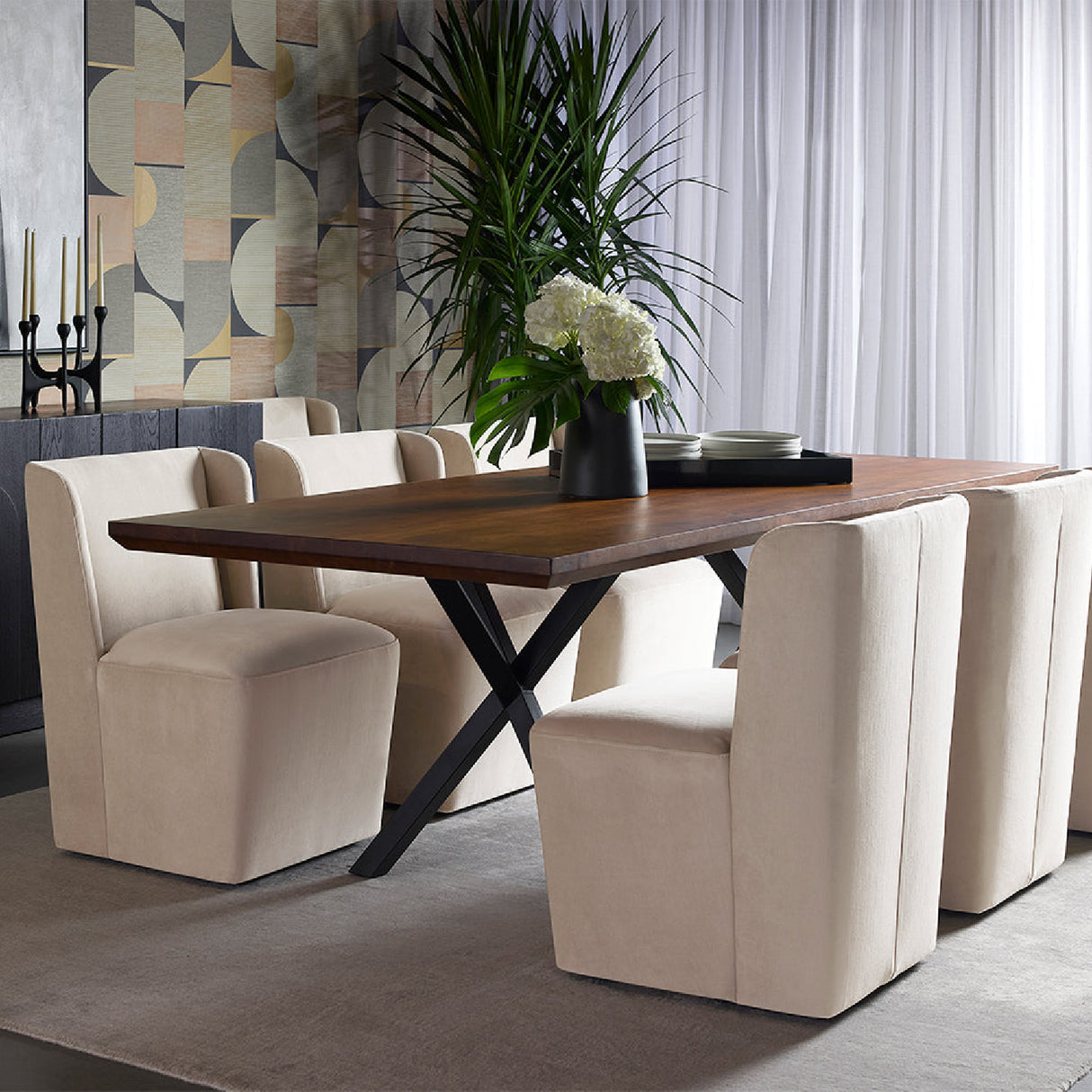 Modern European furniture - Upholstered Wheel Dining Chair - www.oroa.com | Oroa.com