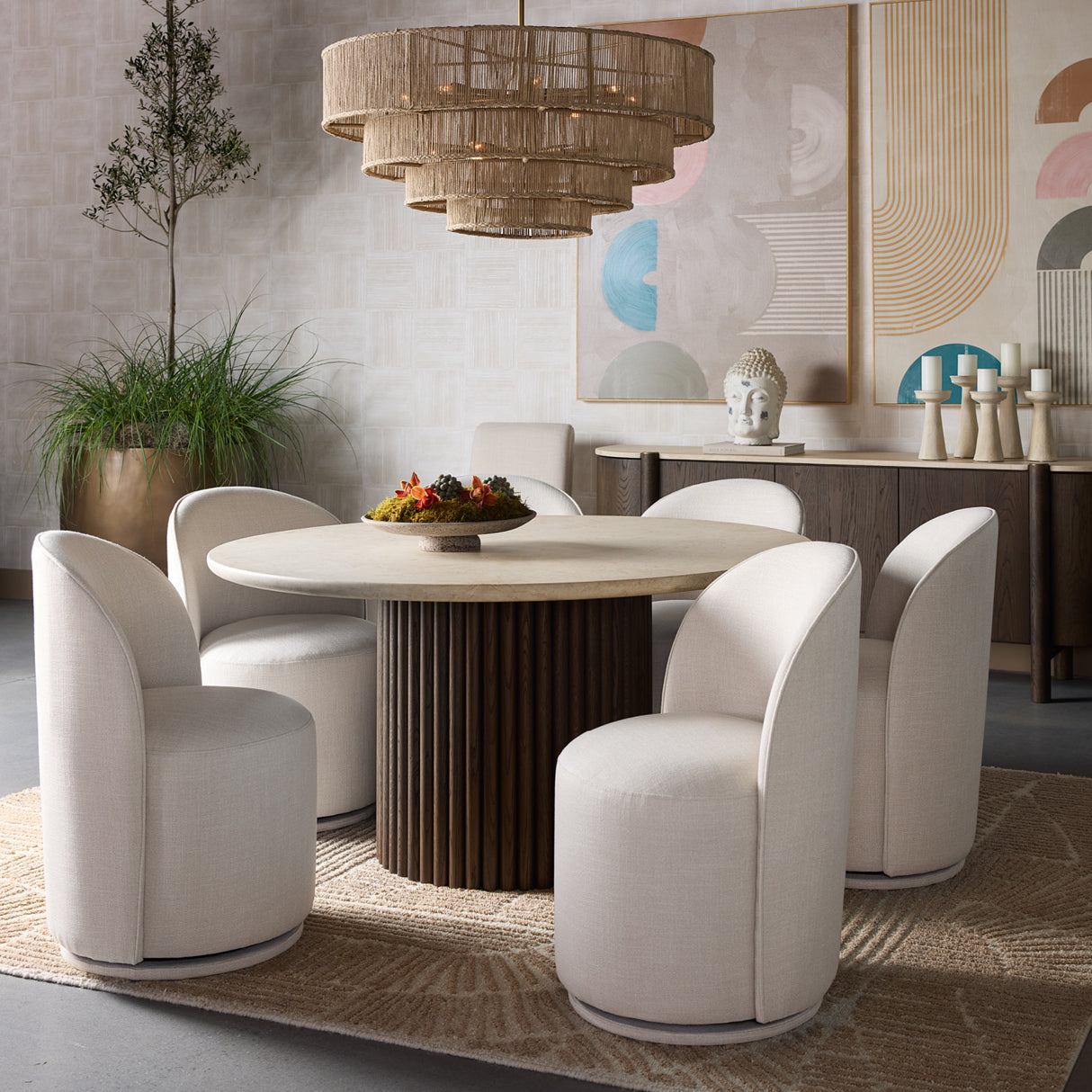 Modern European furniture - Fabric Swivel Dining Chair - www.oroa.com | Oroa.com