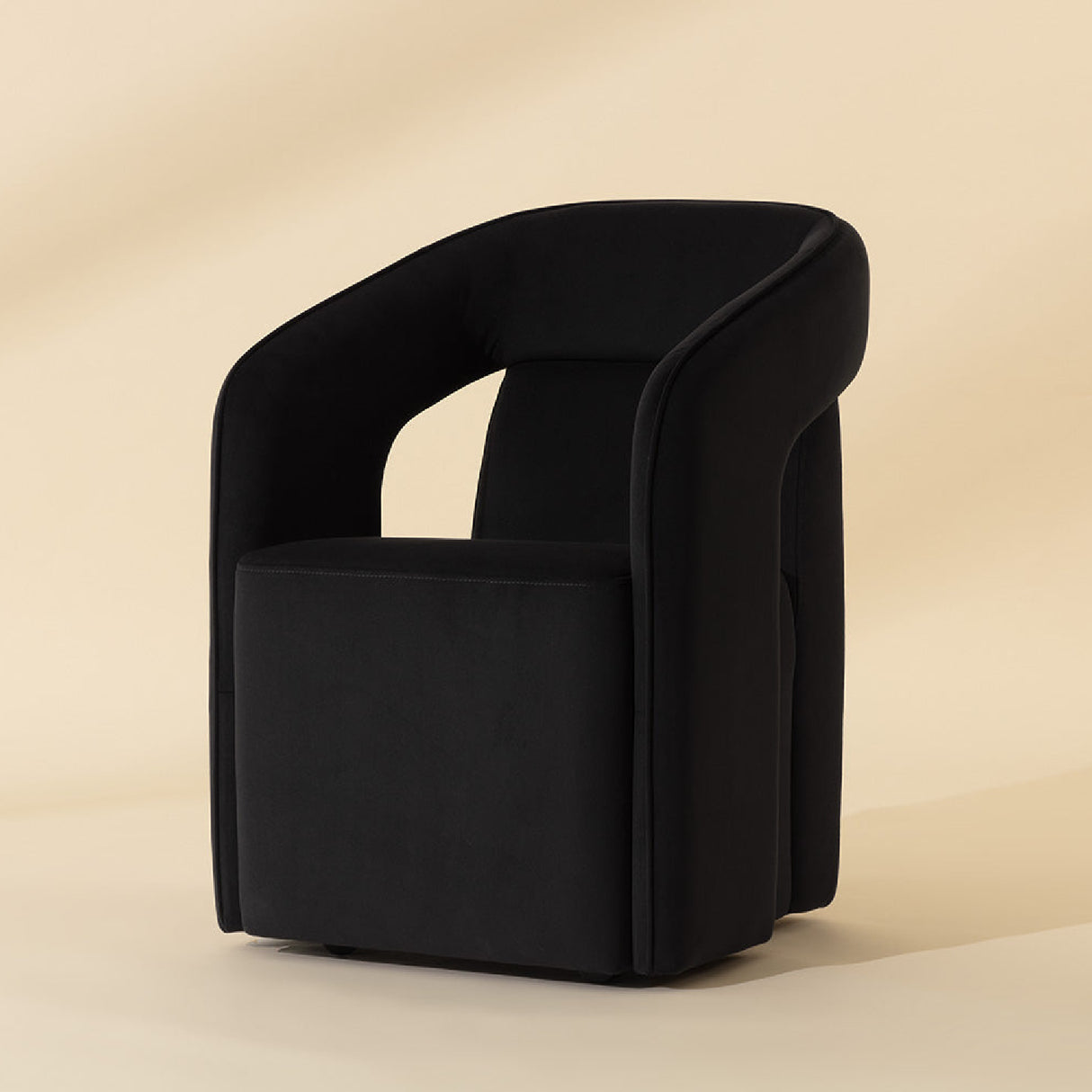 Modern European furniture - Fabric Upholstered Wheel Dining Armchair - www.oroa.com | Oroa.com
