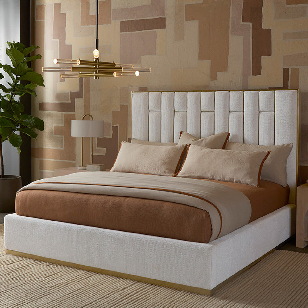 Modern European furniture - Channeled Cream King Bed - www.oroa.com | Oroa.com