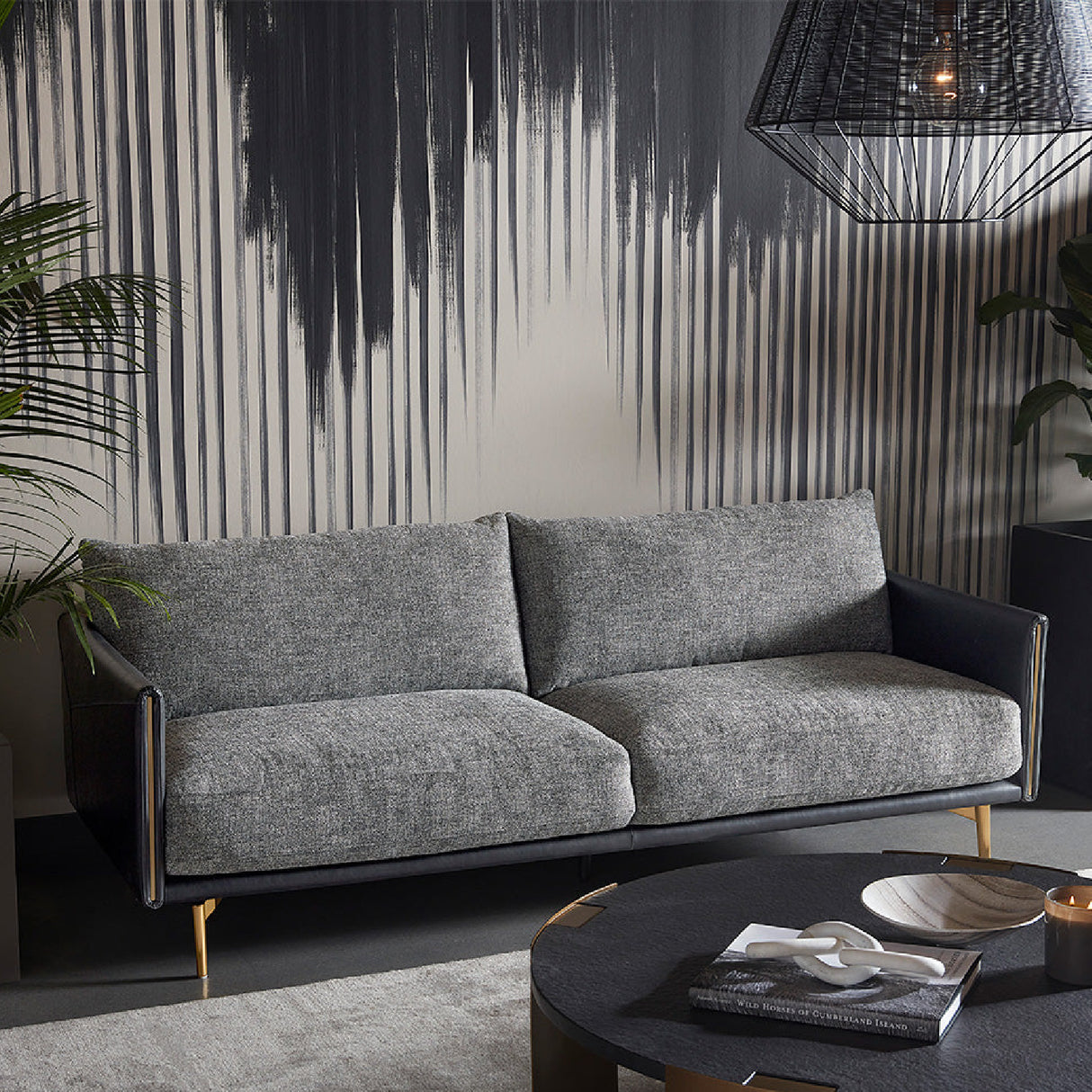 Modern European furniture - Black Leather Framed Sofa - www.oroa.com | Oroa.com