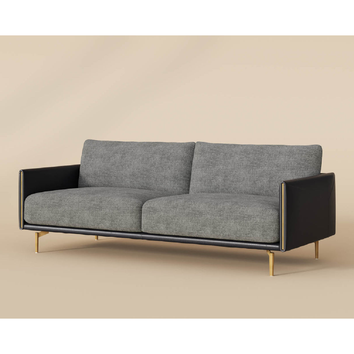 Modern European furniture - Black Leather Framed Sofa - www.oroa.com | Oroa.com