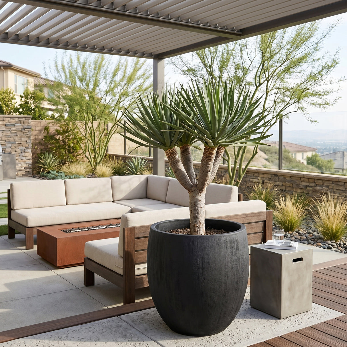 Black Concrete Indoor/Outdoor Planter | Oroa.com