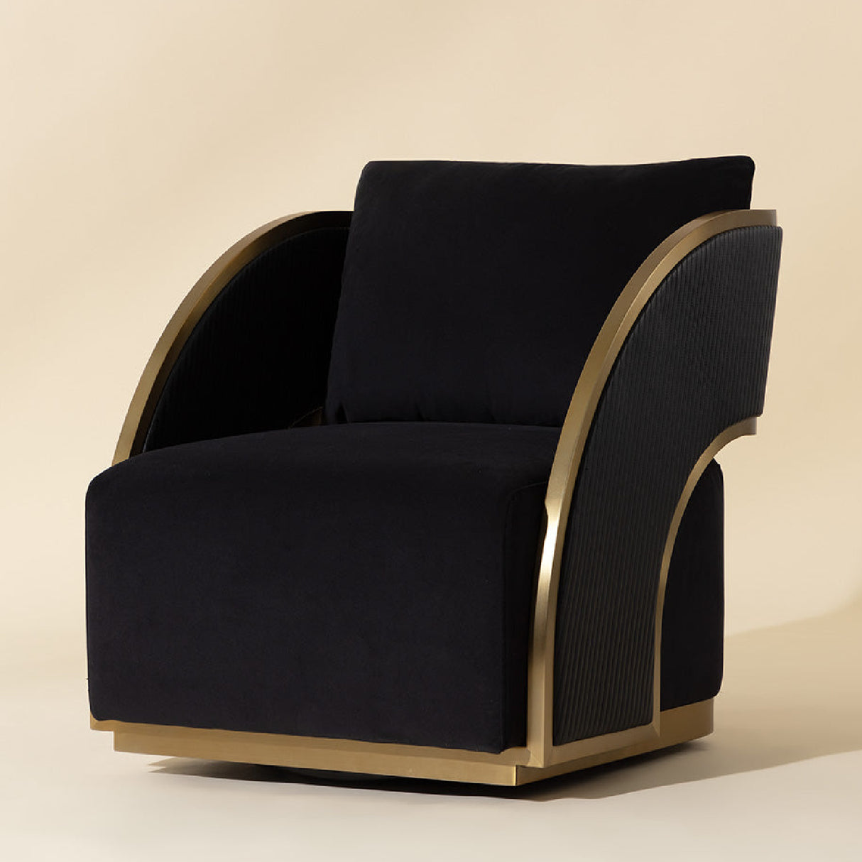 Modern European furniture - Black Leather Swivel Lounge Chair - www.oroa.com | Oroa.com