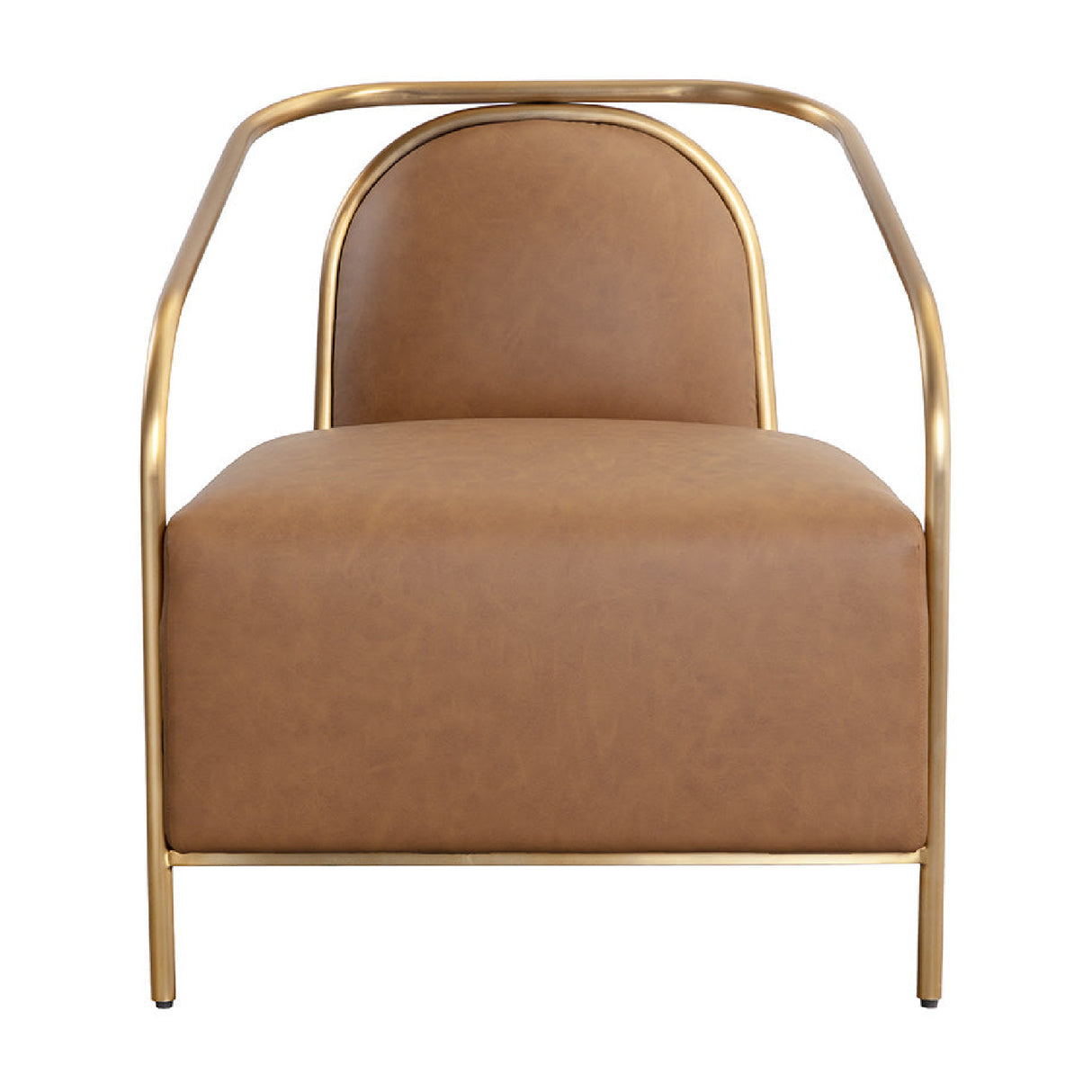 Modern European furniture - Gold Framed Leather Lounge Chair - www.oroa.com | Oroa.com