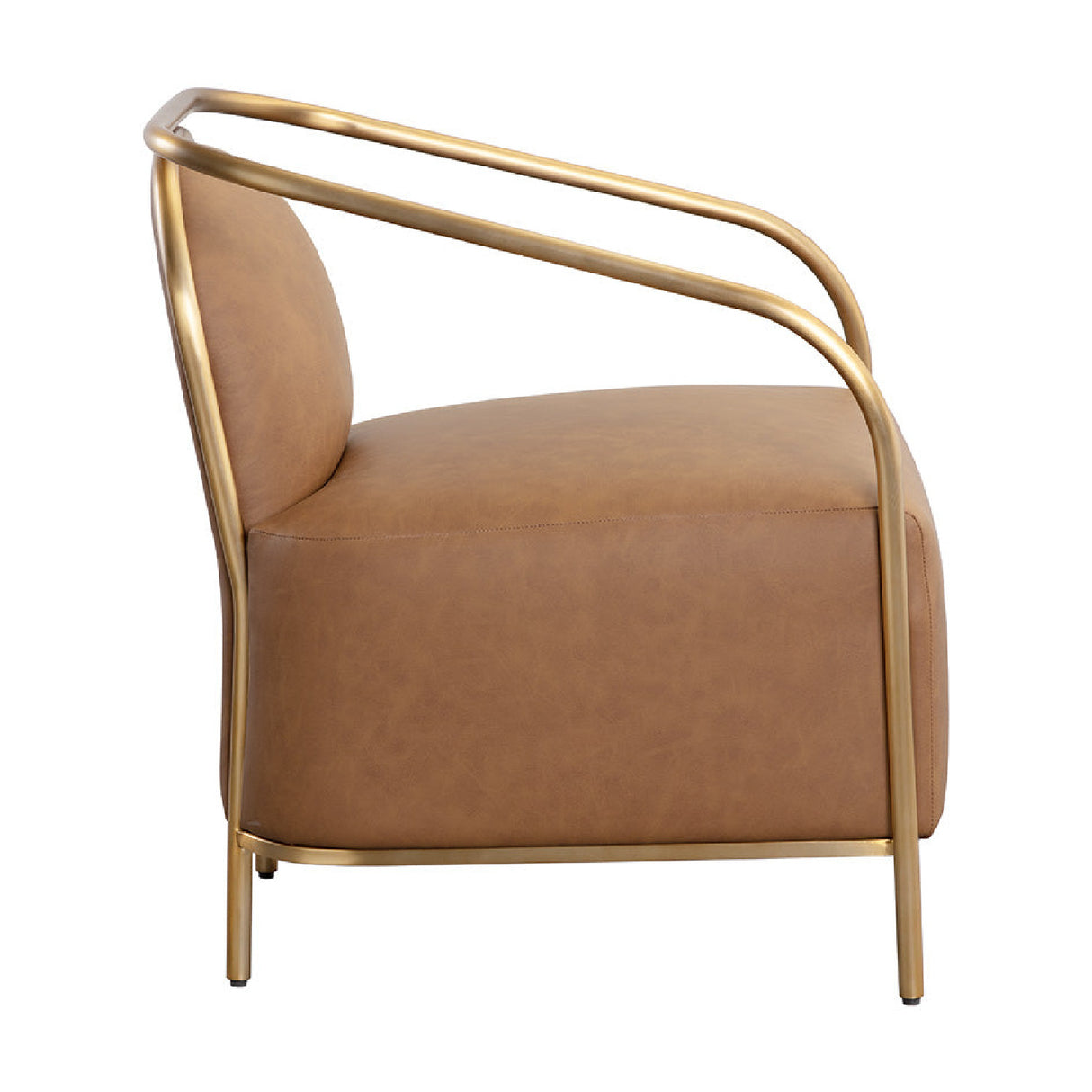 Modern European furniture - Gold Framed Leather Lounge Chair - www.oroa.com | Oroa.com