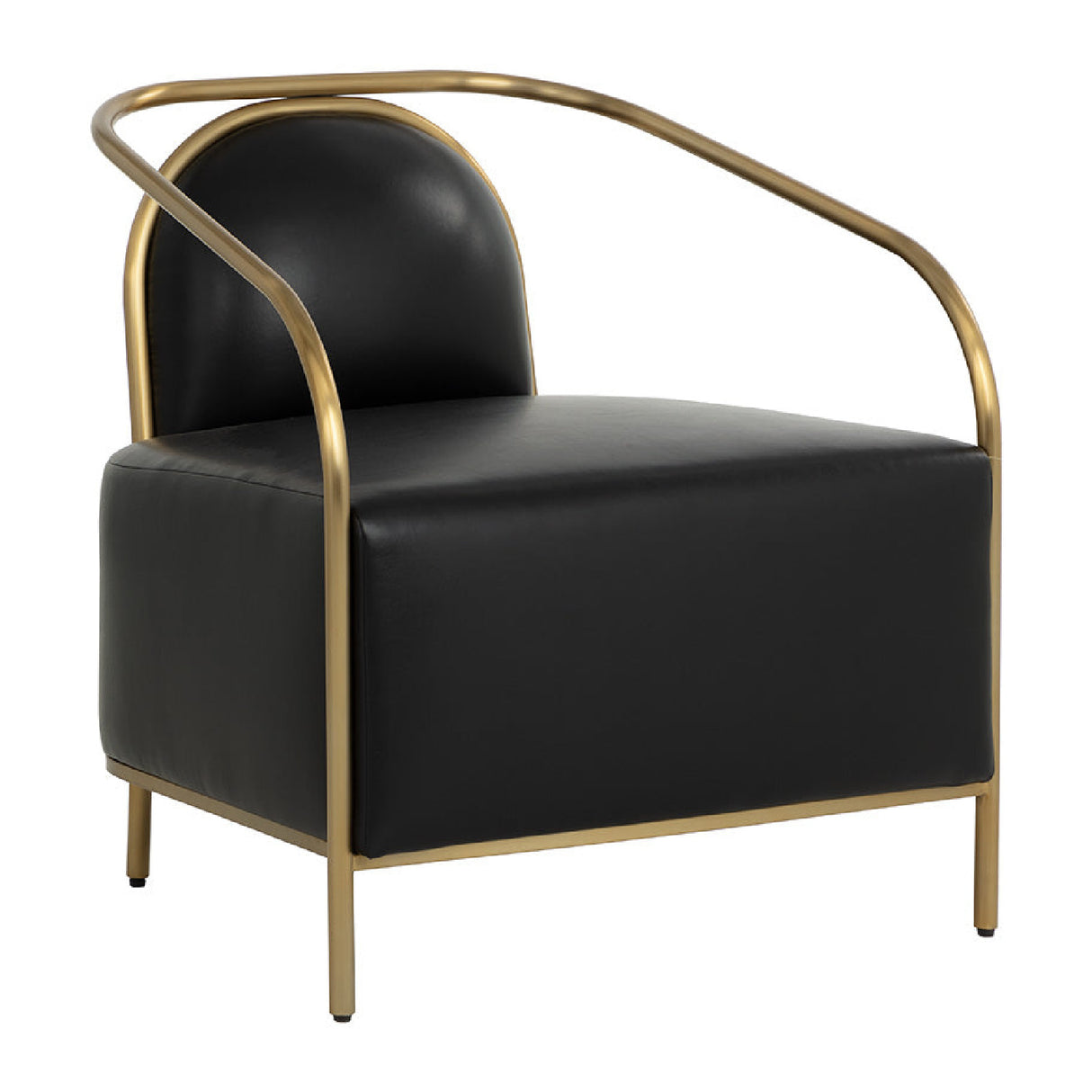 Modern European furniture - Gold Framed Leather Lounge Chair - www.oroa.com | Oroa.com